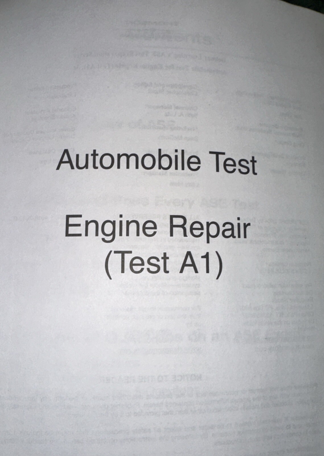 Automobile test: engine repair (Test A1) by Cengage Learning Delmar