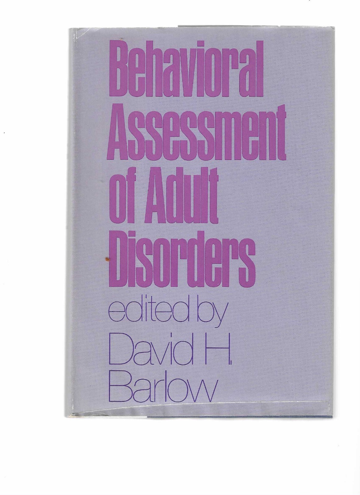Behavioral Assessment of Adult Disorders, by Barlow, David H., Good Condition