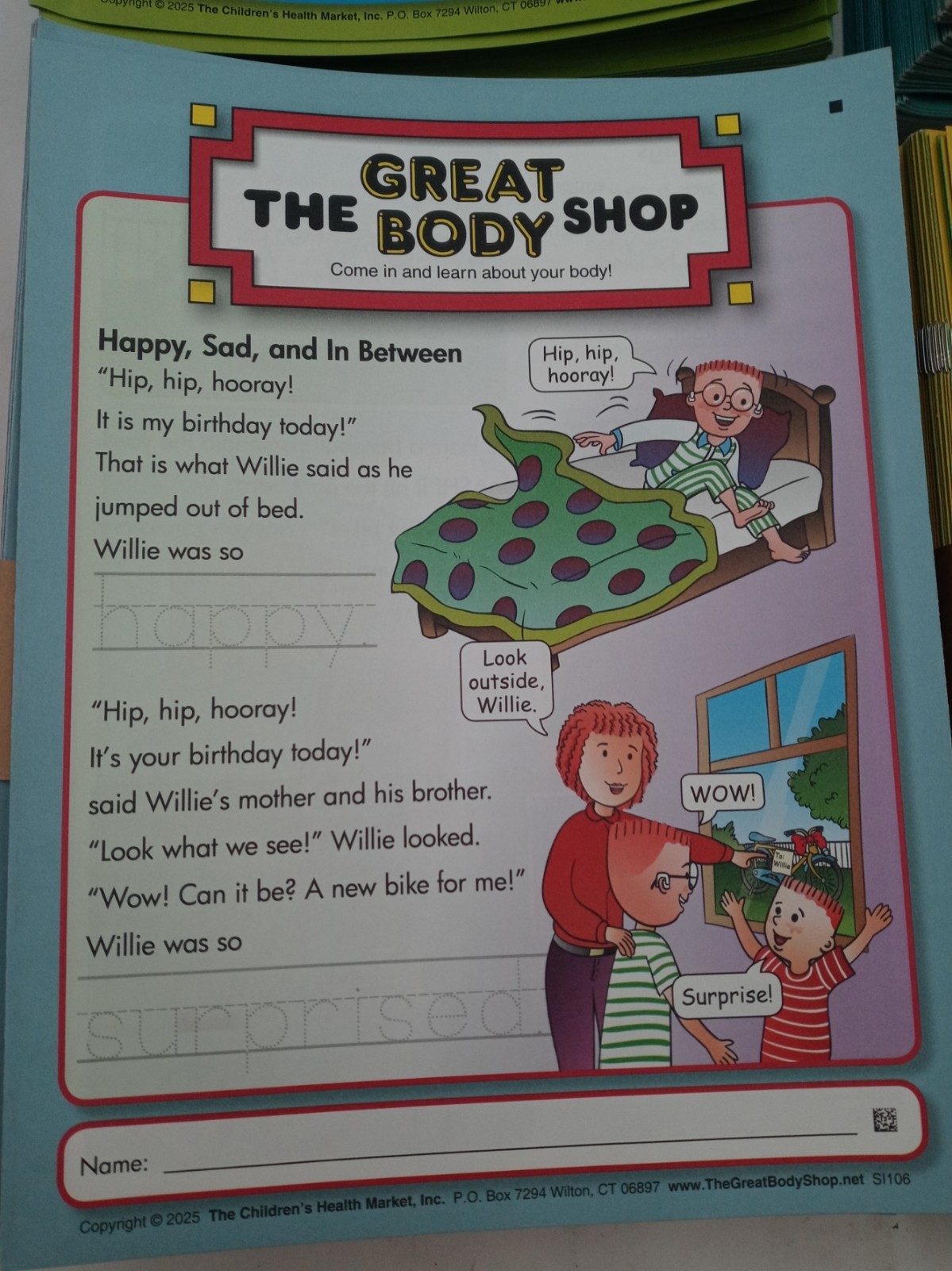 The Great Body Shop Family Bulletin, 4 different bulletins approx 90 copies each