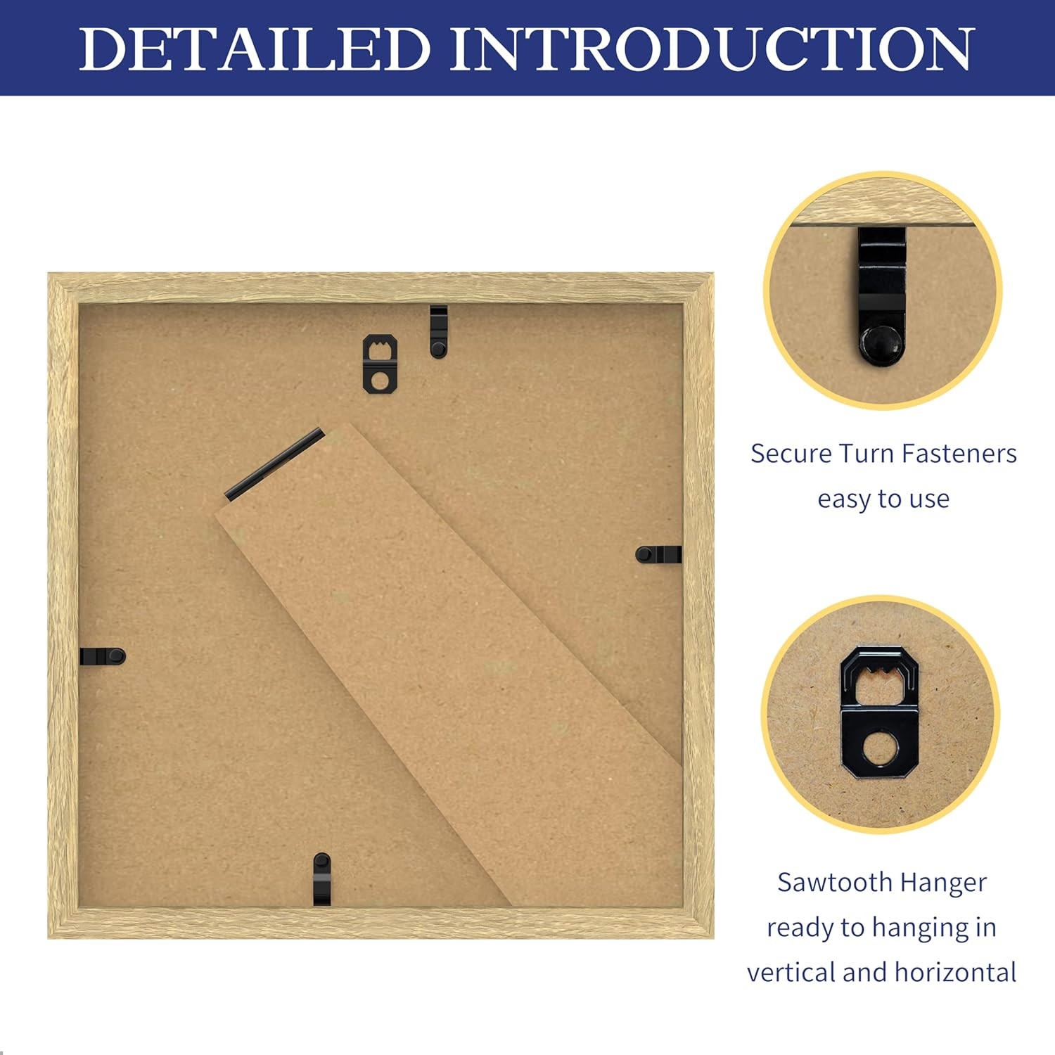 8X8 Inch Picture Frame, Oak Simple Photo Frame for Decorative Artwork, Suitable