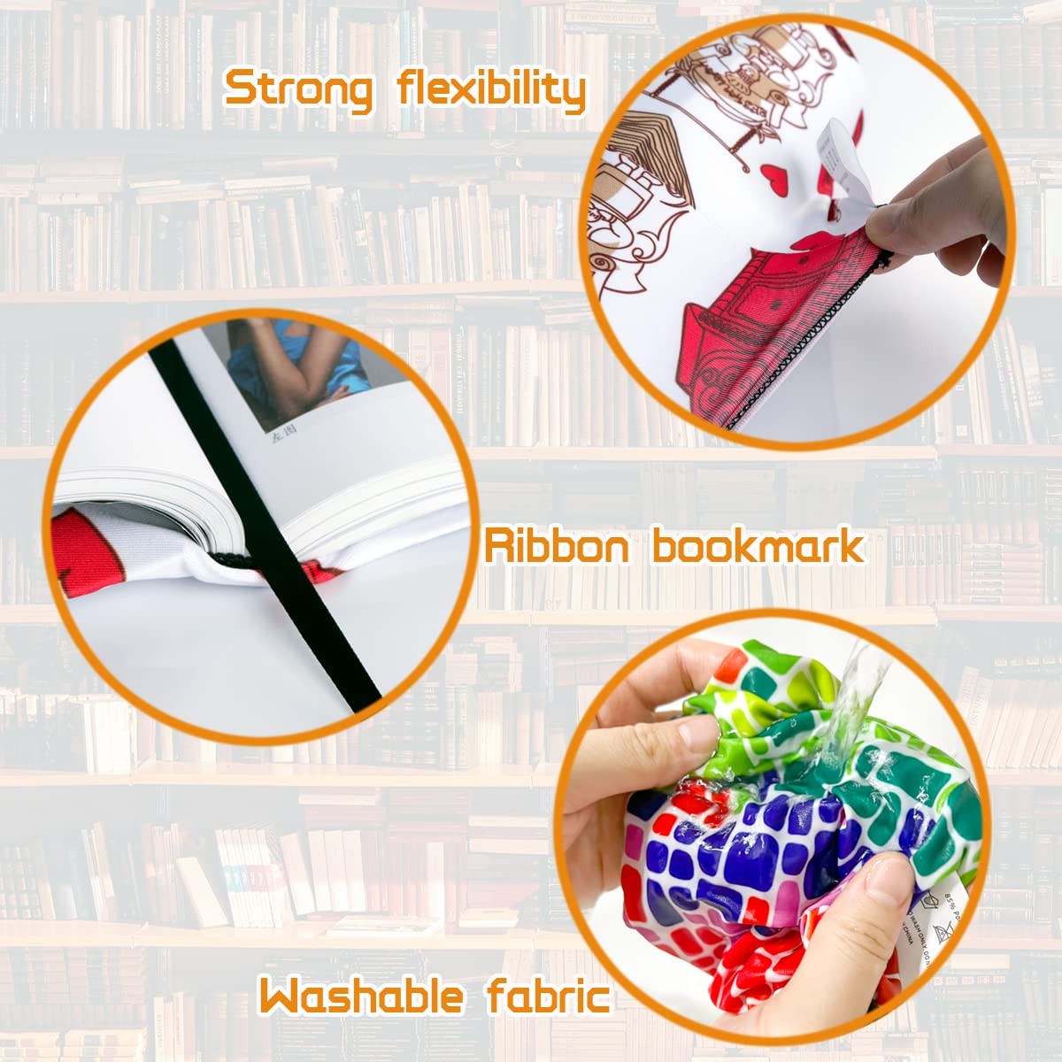 6 Pack Stretchable Book Covers, Jumbo Book Sleeves for Hardcover Books Textbo…