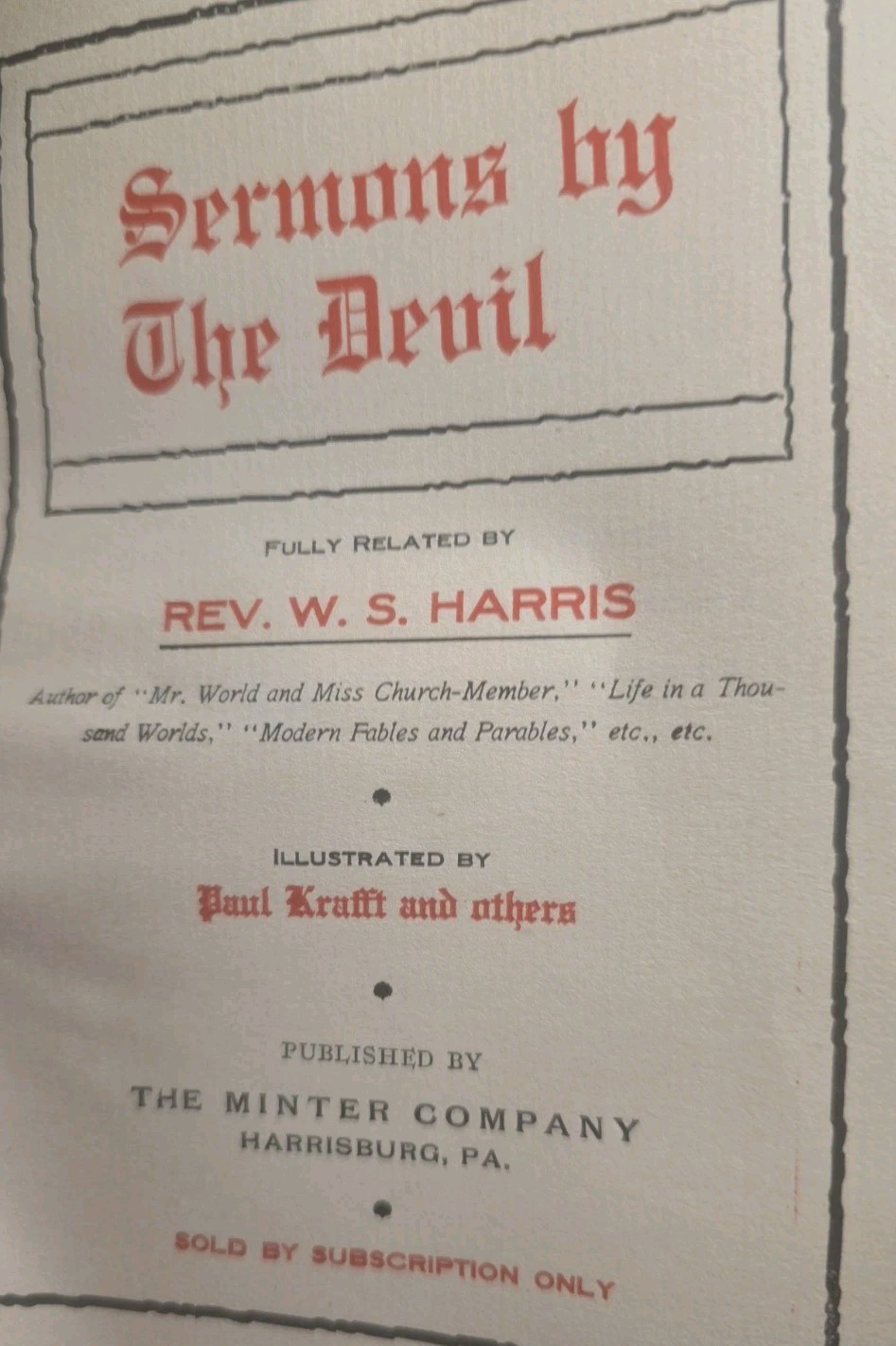1904 Sermons by the Devil Rev W.S. Harris Antique Hardcover Illustrated…