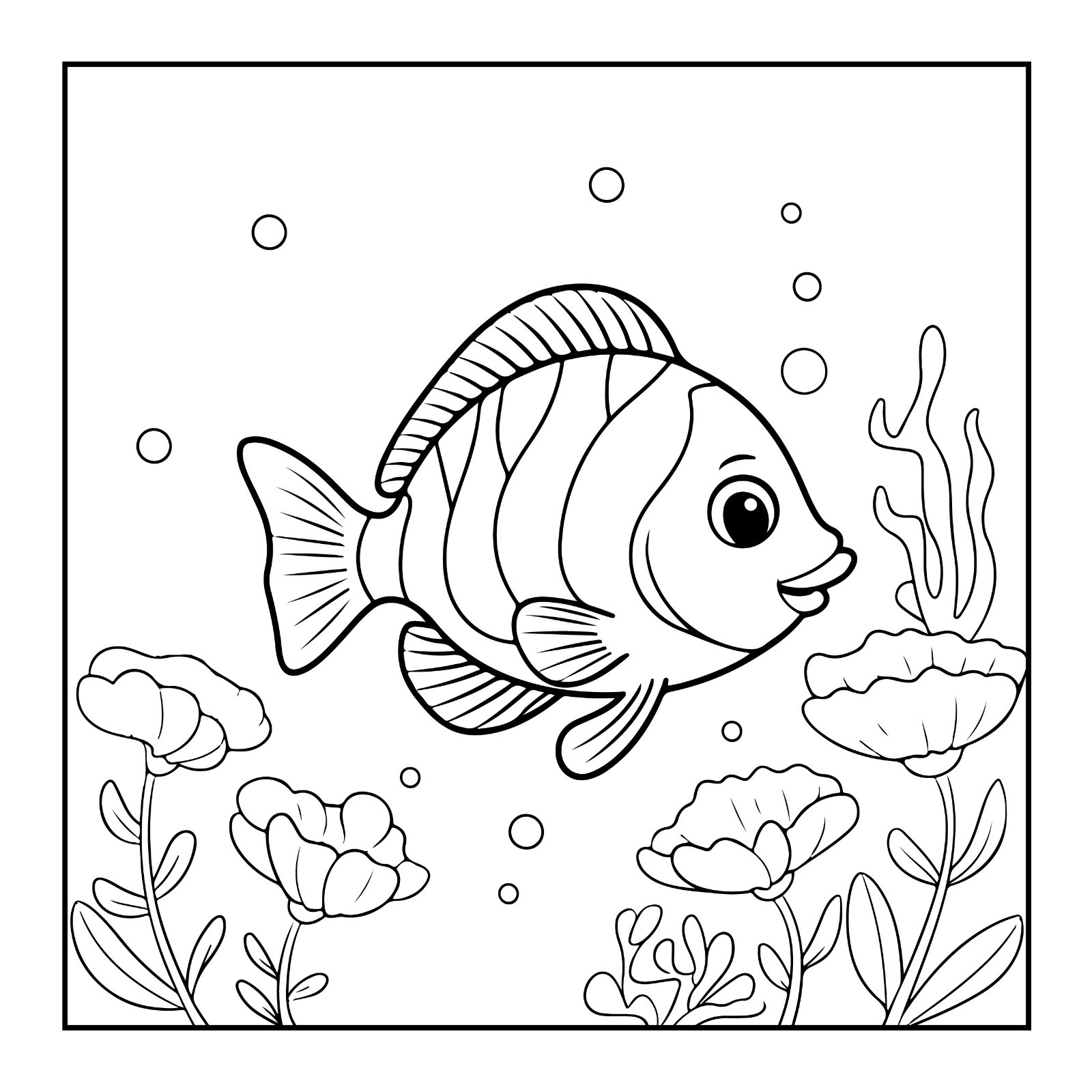 Bold fish Coloring Bookfor Kids & Adults | Cute Designs