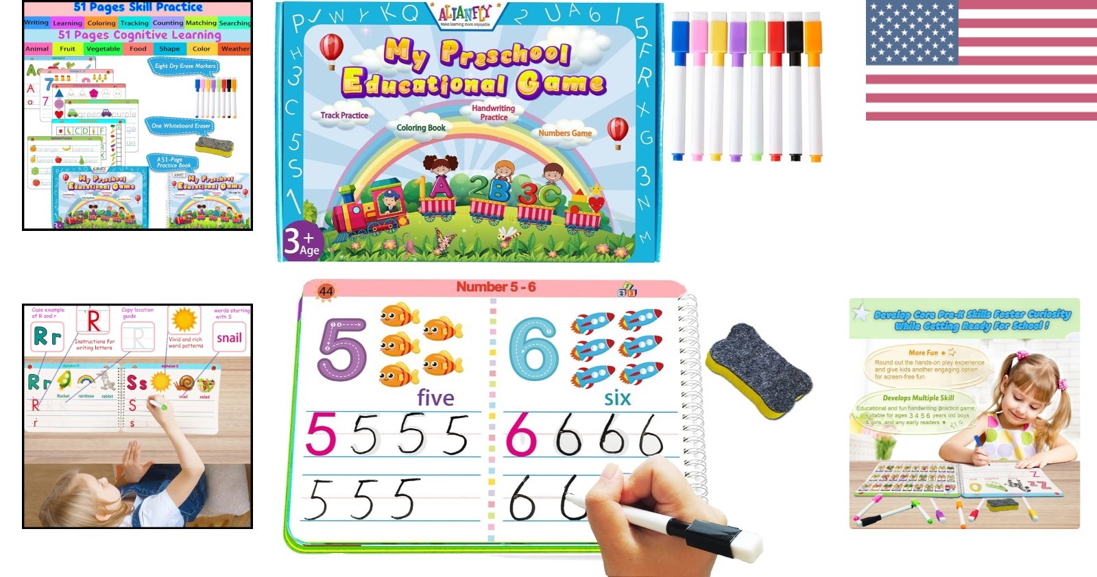 Multi-Theme Tracing Workbook for Preschoolers – Fun Learning with Erasable Pages