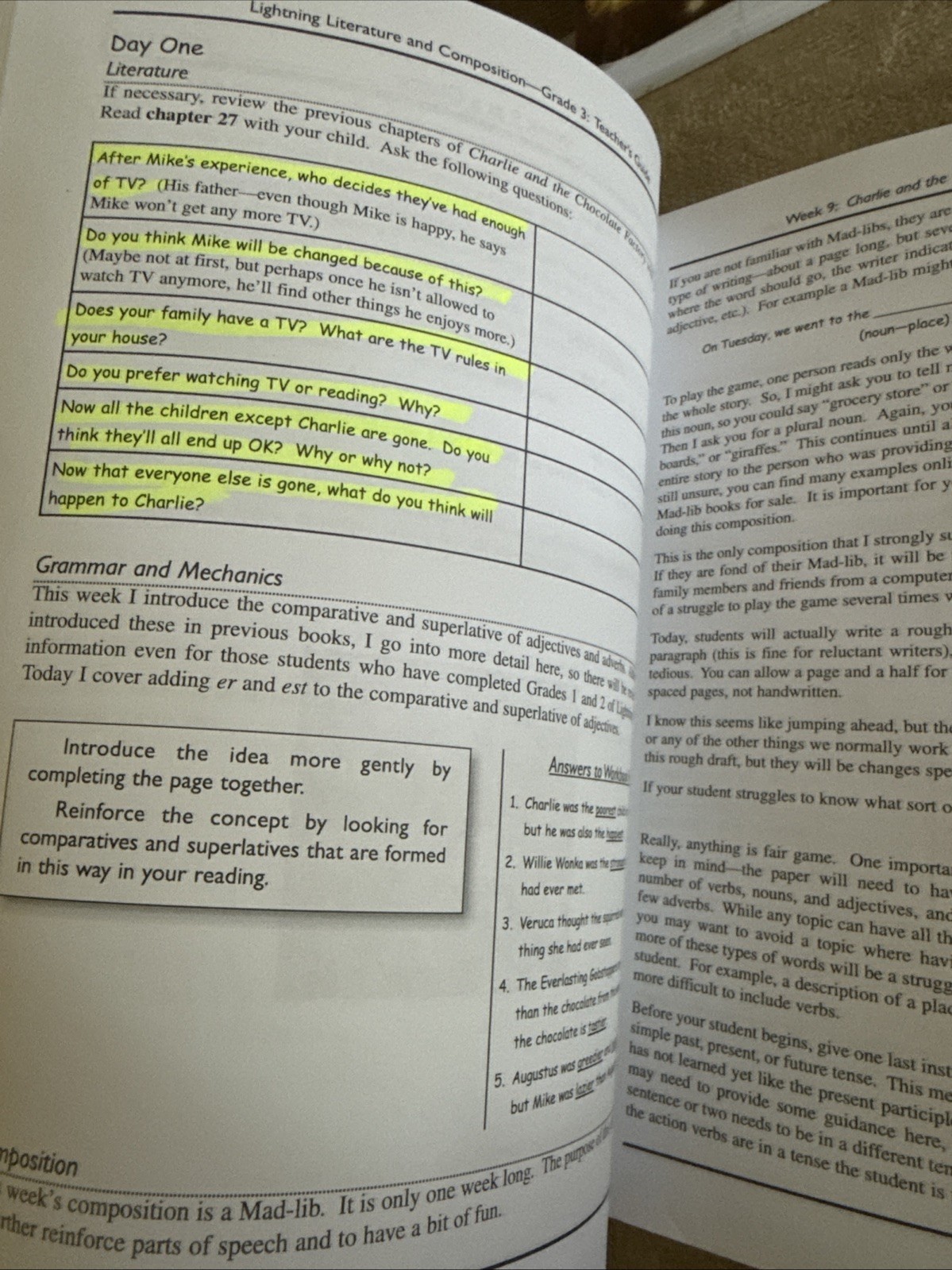 Lightning Literature and Composition Grade 3- Teacher’s Guide
