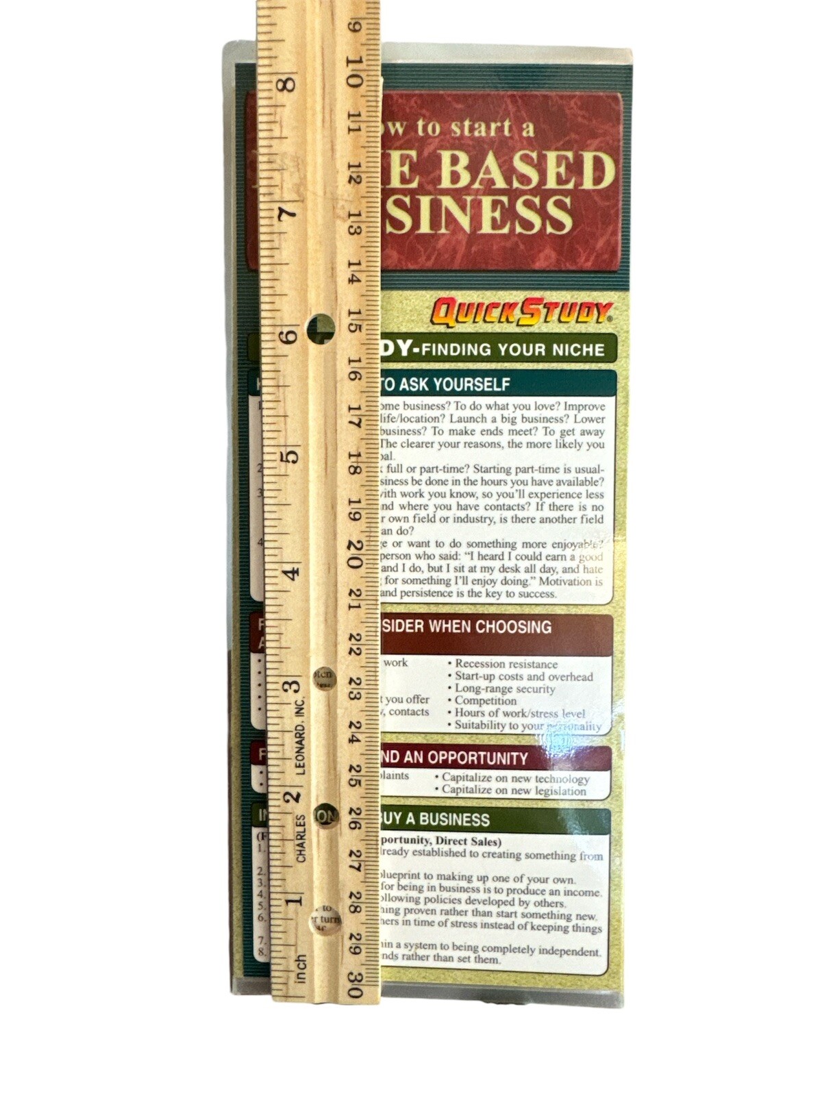 Home Based Business Laminated Foldout Quick Study 8 1/2 X 3 1/2 In