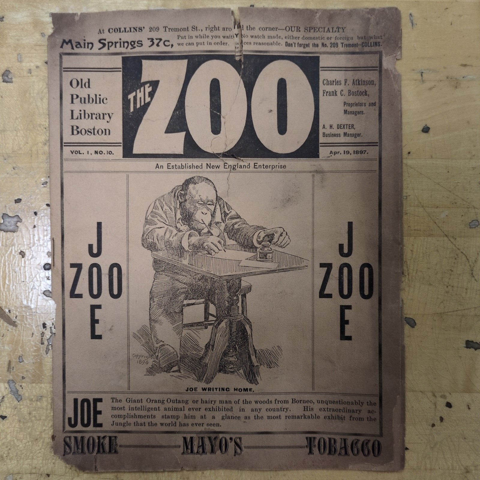 The Zoo Vol. 1 #10 1897 Joe Zoo Boston – Old Public Library Boston – New England