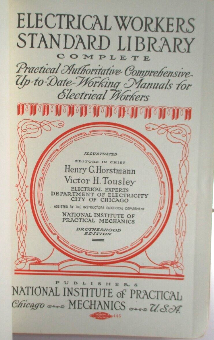 Electrical Workers Standard Library Brotherhood Edition Construction Fire 1912