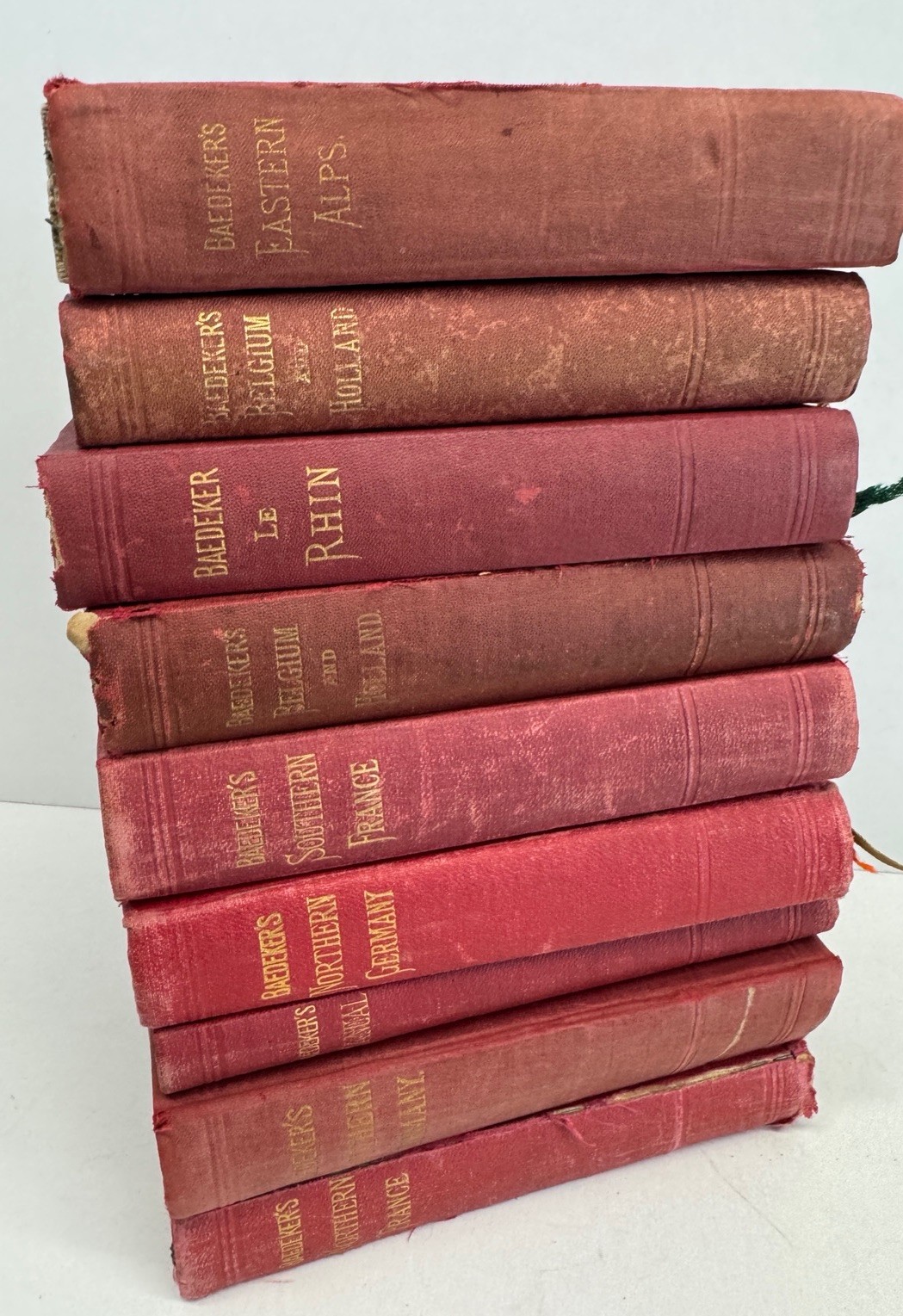 Lot of 9 Antique Baedeker Travel Guides 1891-1910 Rhine Germany Alps France