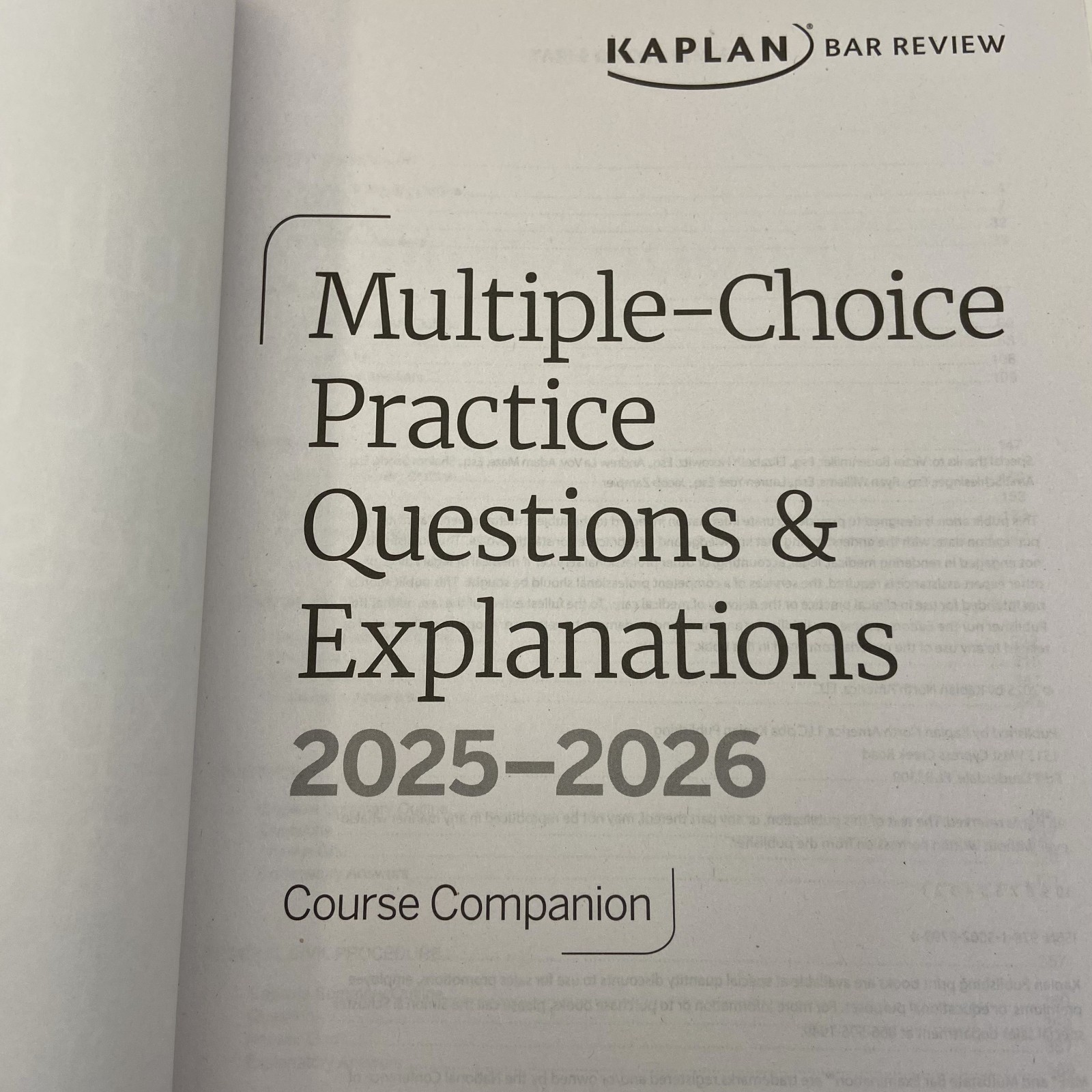 Kaplan Bar Review Multiple Choice Practice Questions & Explanations 2025-26 TPB