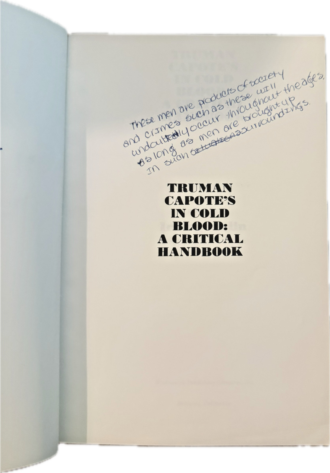 In Cold Blood by Truman Capote 1965 First Printing Duo w/Malin Critical Handbook