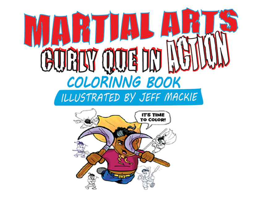 Mini coloring book 4.25 x 5.5 – Martial art Curly Q in action
