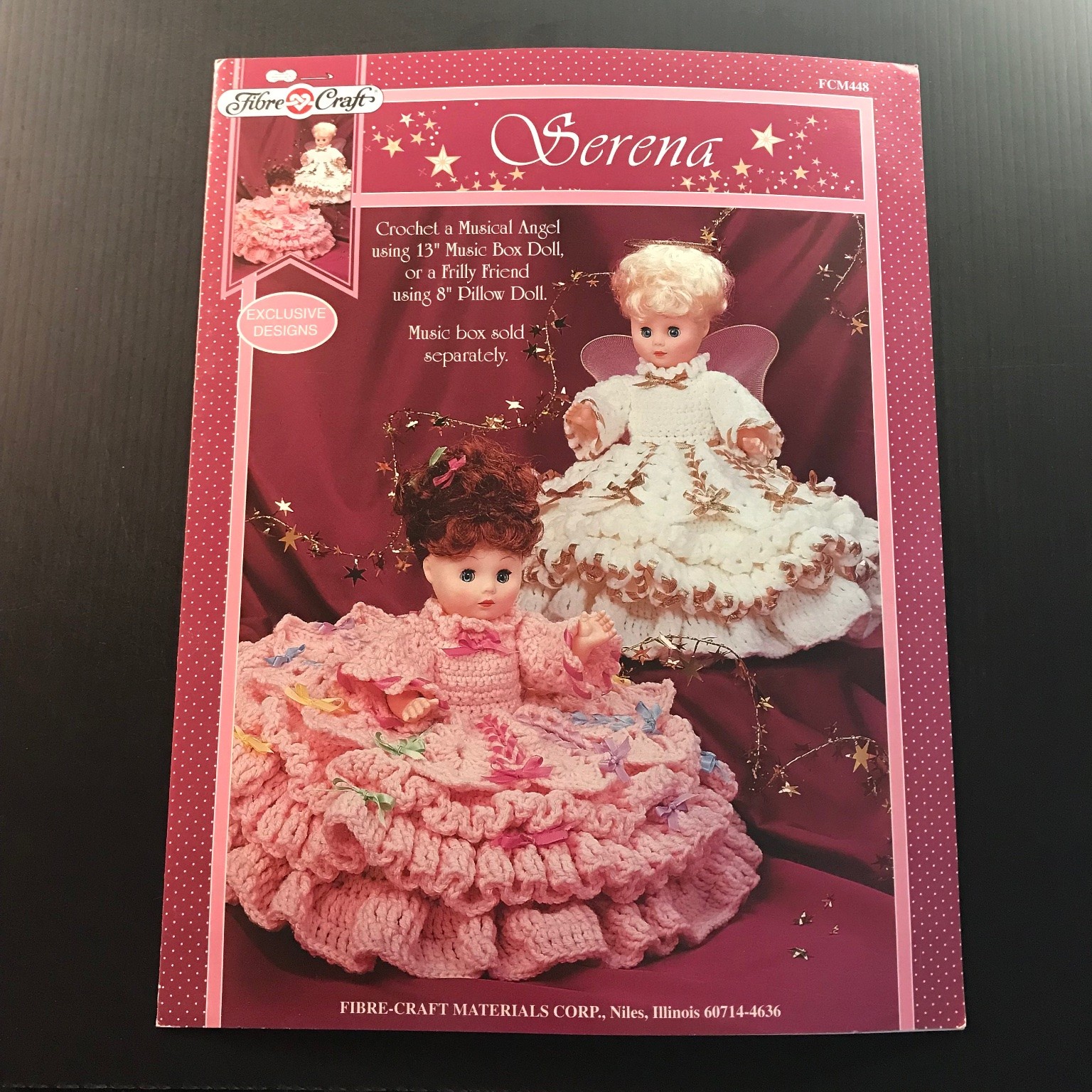 Serena Fibre-Craft FCM448 Crochet Pattern Booklet 1995 Music Box Doll Angel