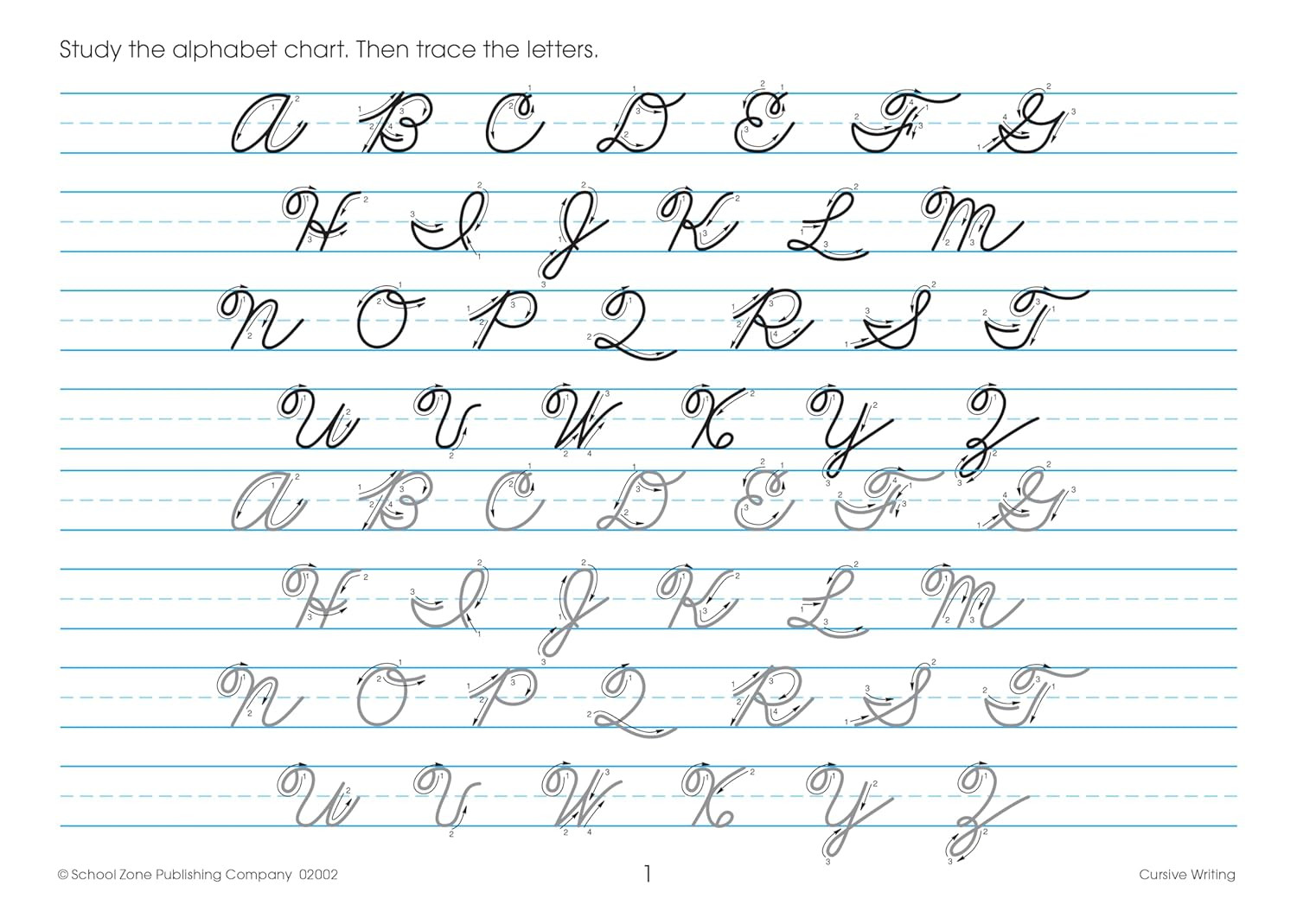 School Zone Cursive Writing Workbook: 32 Pages, 3Rd Grade, 4Th Grade, Practice H