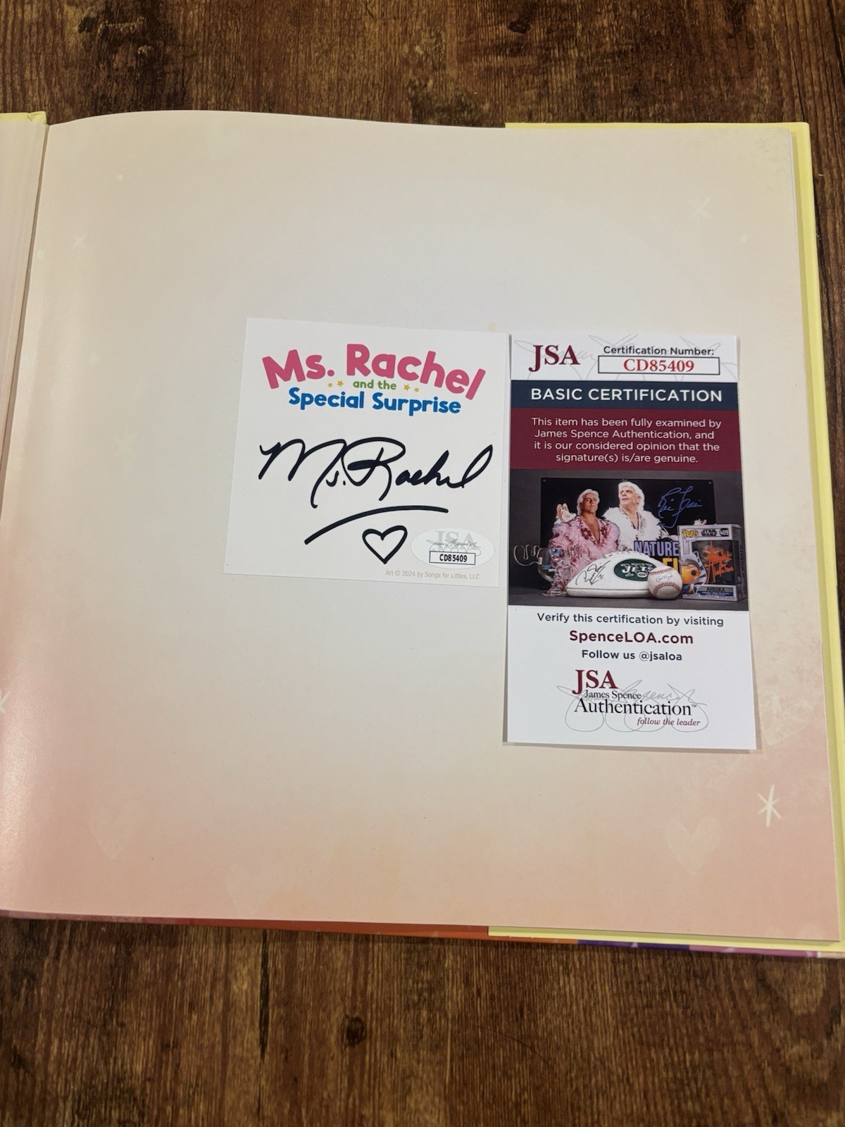 SIGNED SPECIAL SURPRISE HARDBOOK BOOK MS RACHEL BOOK AUTO JSA COA