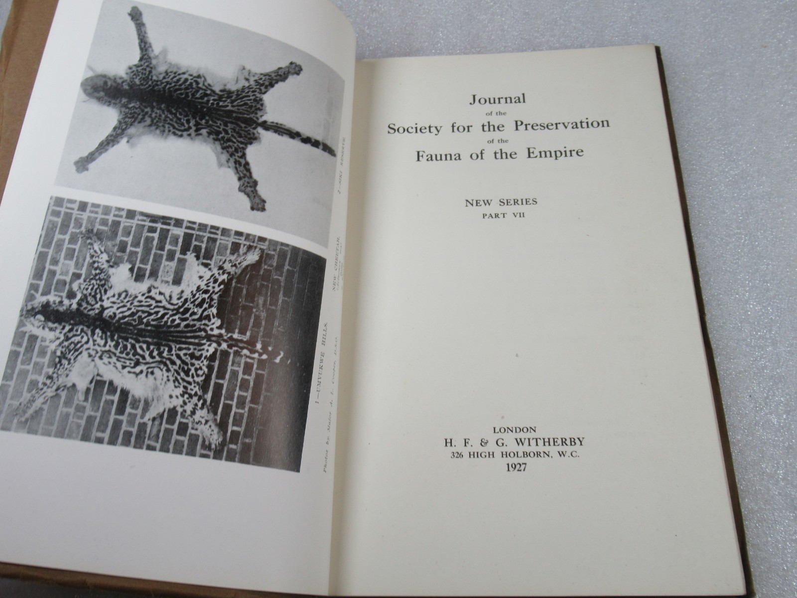 1921-27 Journal of the Society For the Preservation of the Fauna of the Empire