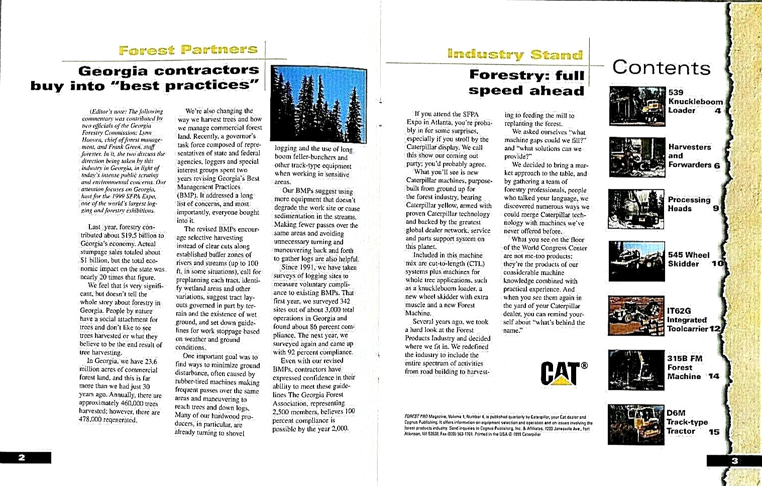 ORIGINAL 1999 CATERPILLAR HEAVY DUTY FORESTRY EQUIPMENT MAGAZINE ~ 16 PAGES