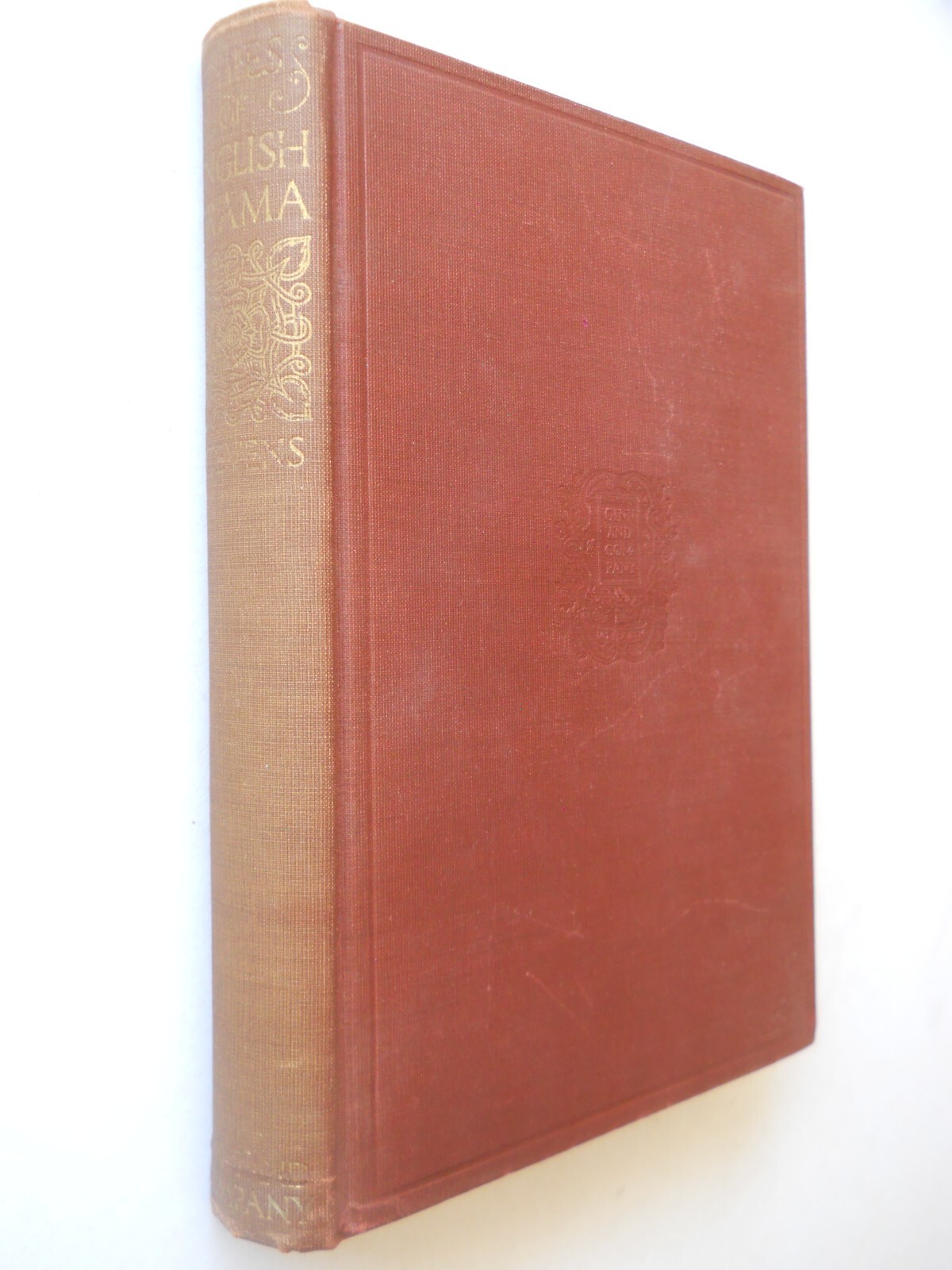 TYPES OF ENGLISH DRAMA 1660-1780 DAVID HARRISON STEVENS, ANTIQUE BOOK