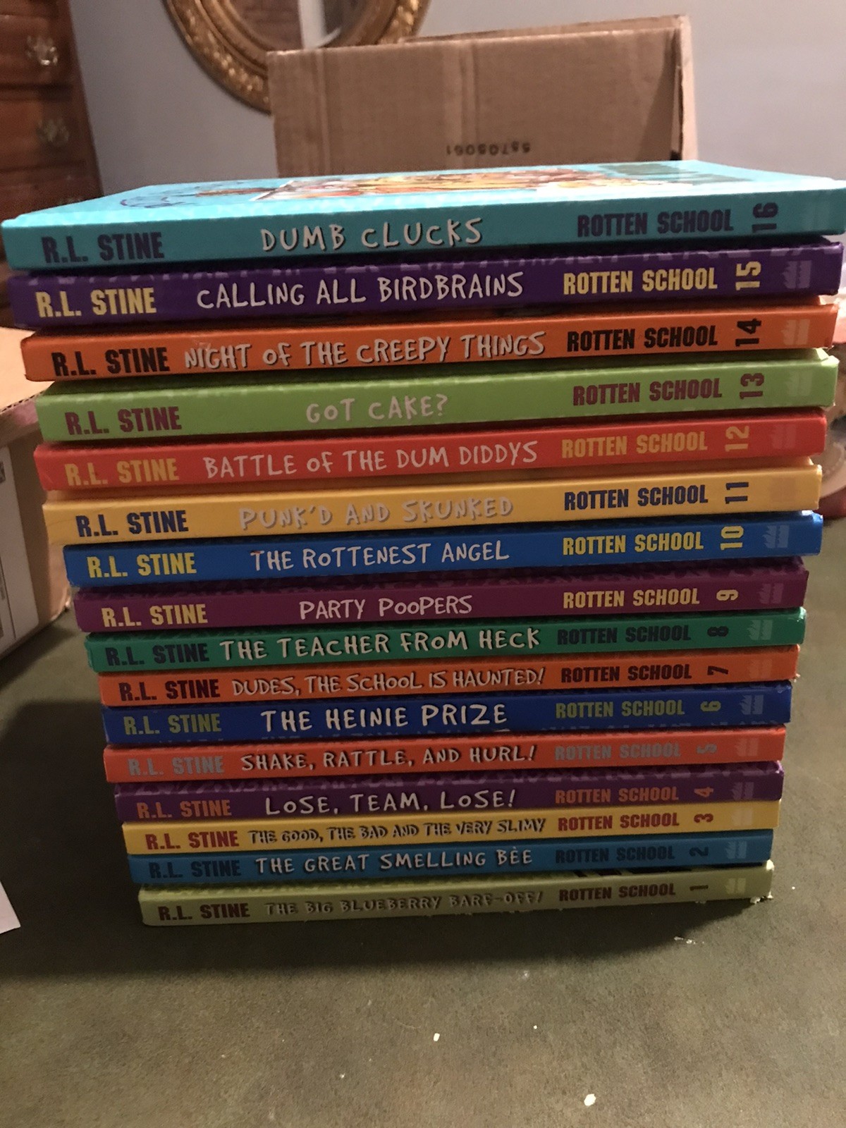 Complete Set 16 Rotten School HARDCOVER books 3 W/stickers ￼R.L. Stine 1-16