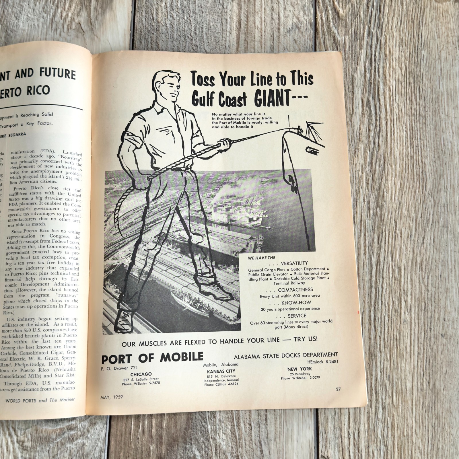 World Ports And The Mariner Shippers Magazine Lot Of 2 Mobile Maritime Ad 1959