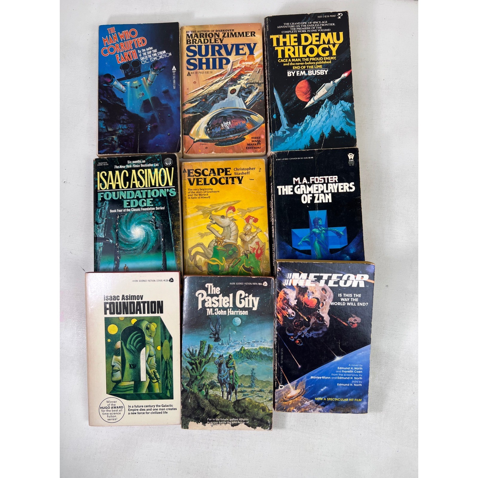 9 Vintage Sci-Fi Books Asimov, Busby, Bradley, Foster Futuristic Most from 90s