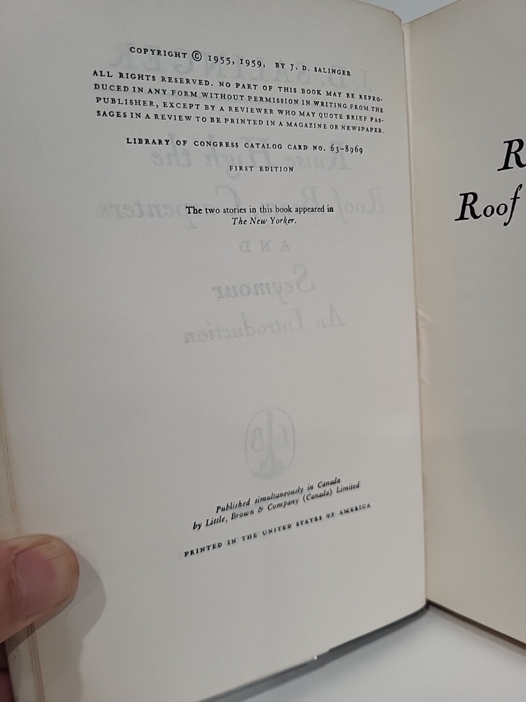 J.D. Salinger Raise High the Roof Beam, … 1959 First Edition 3rd State HC/DJ
