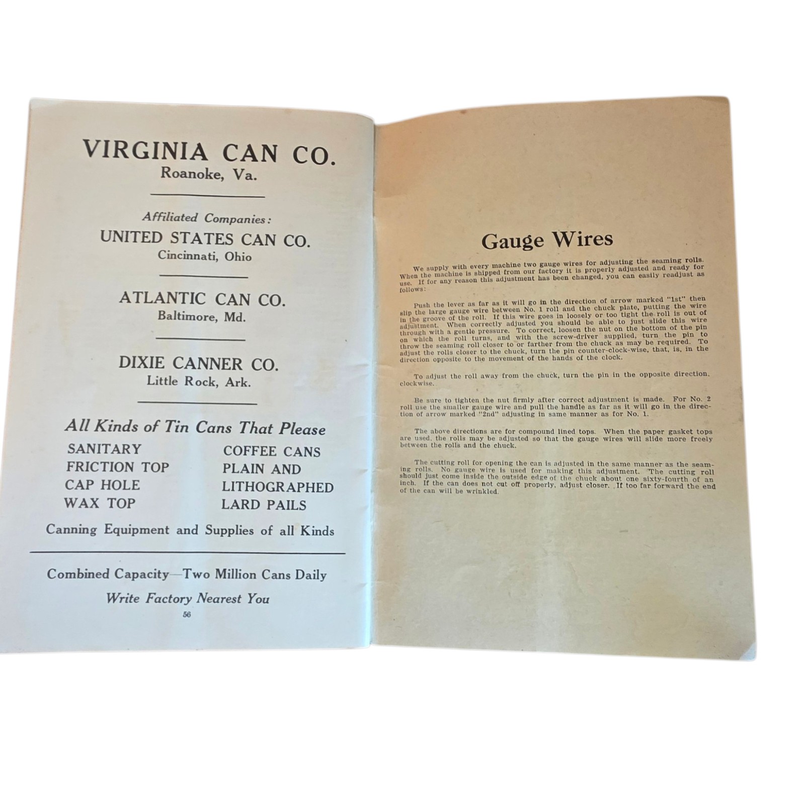 Vintage 1920s Modern Way of Canning Recipe Booklet Virginia Can Co Roanoke VA