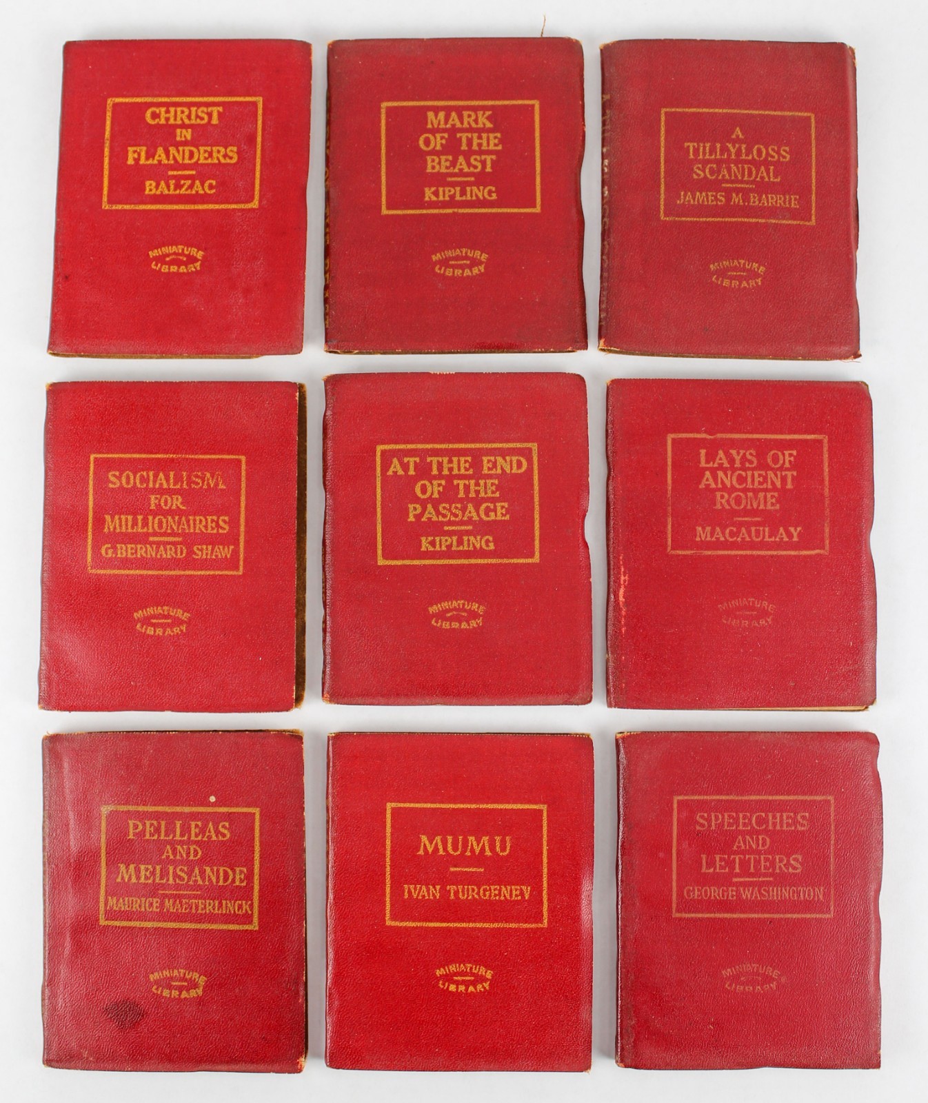 Lot of 9 Vintage Little Leather Library Books Redcroft Edition 1920s Miniature
