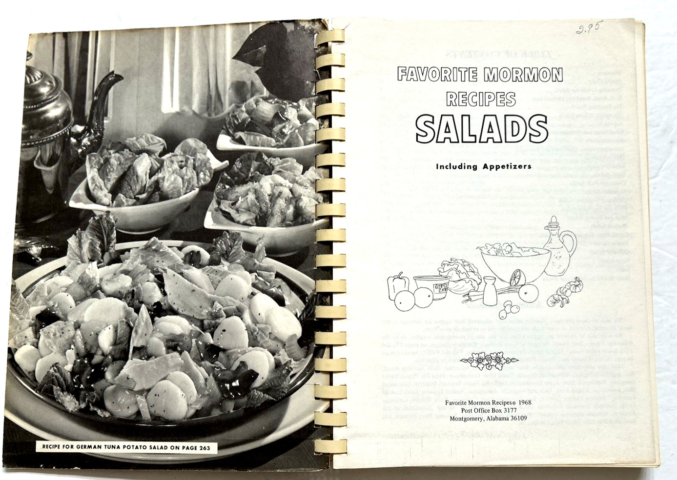1968 Favorite Mormon Recipes: Salads & Appetizers 382 Page Spiral Bound Cookbook