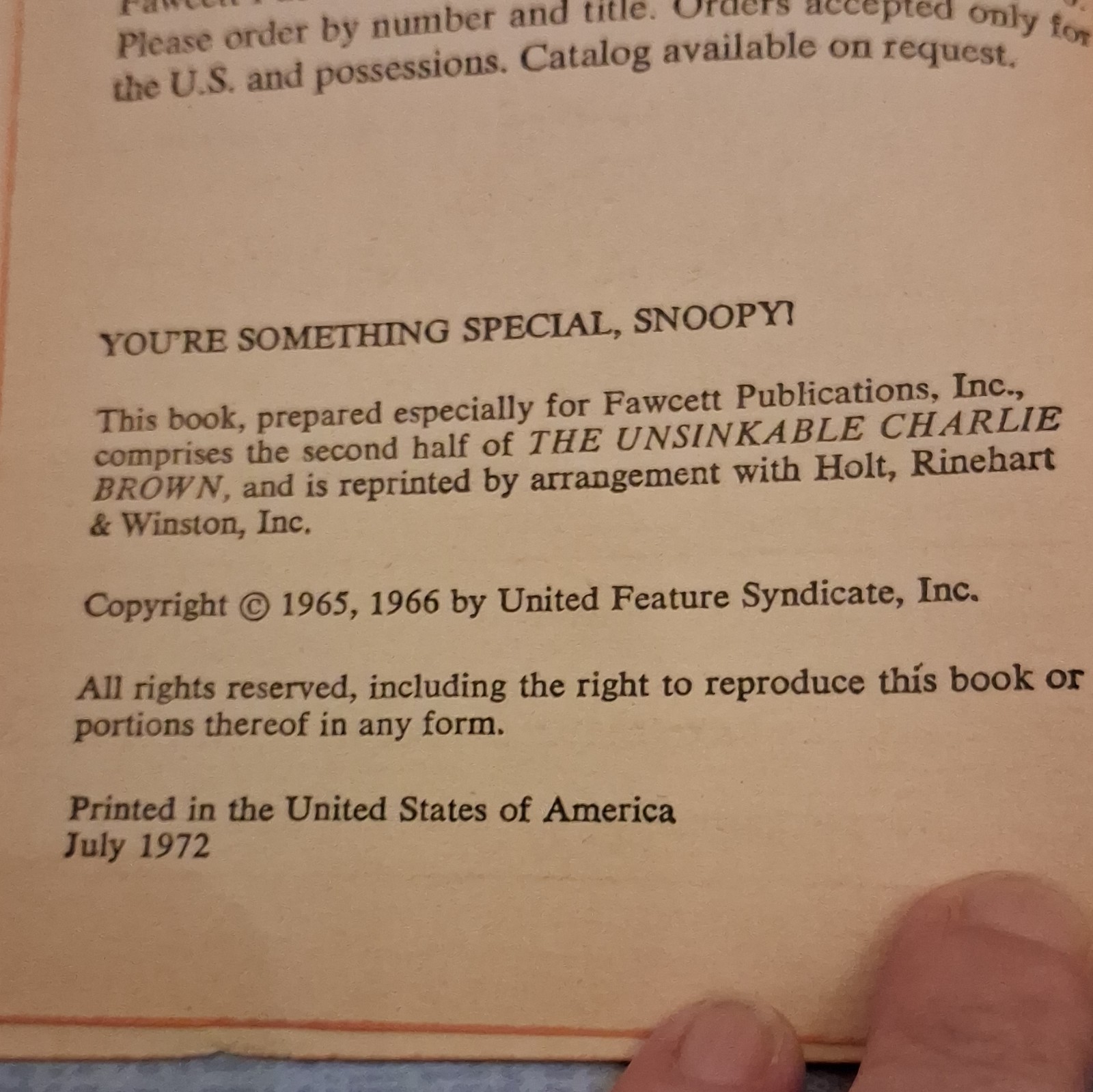 Charles M. Schulz You’re Something Special, Snoopy! PB 1972 Fawcett Illustrated