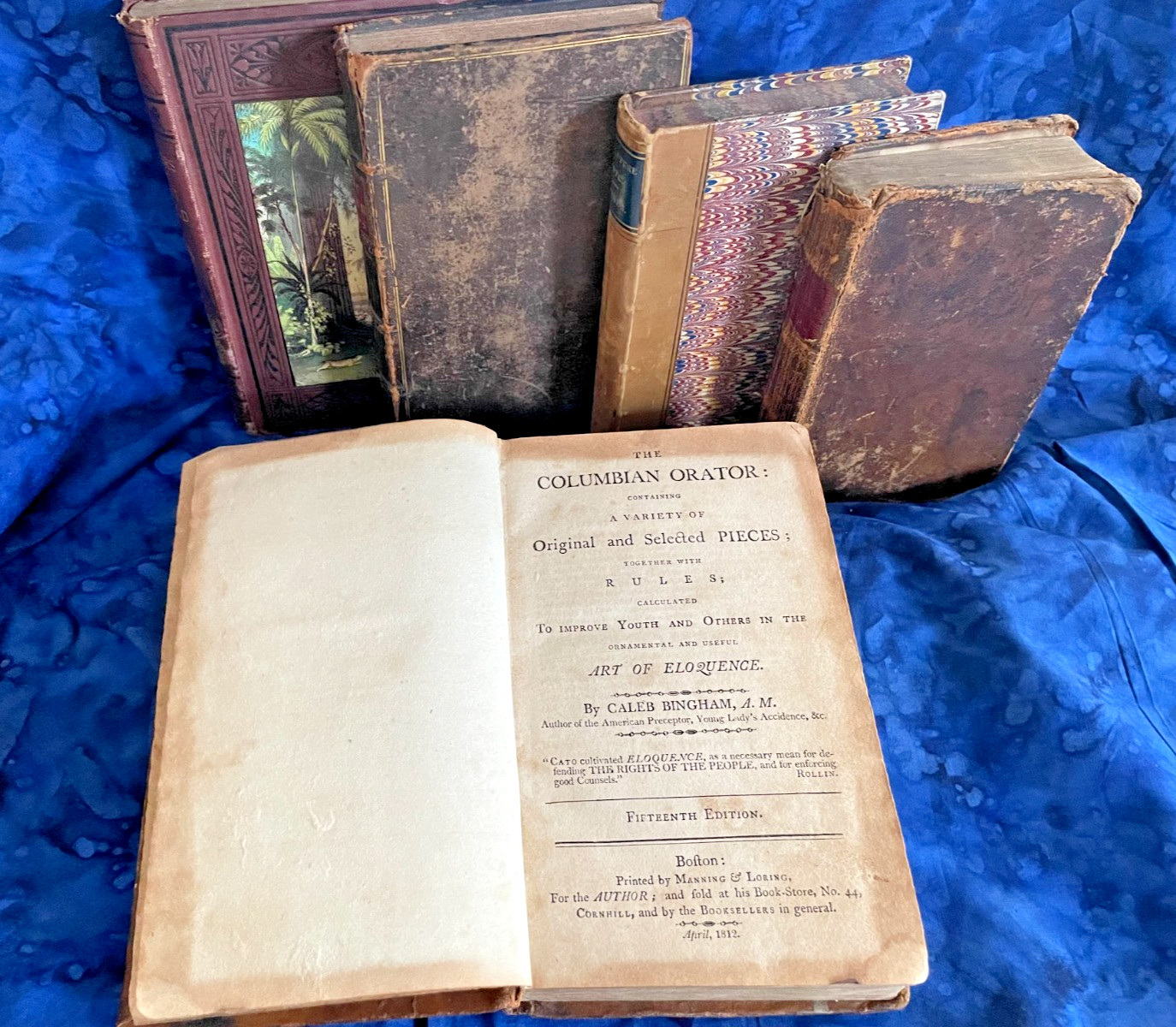 Tiny Antique Books; Miscellany, Plant World, Spectator, Columbian Orator #B46