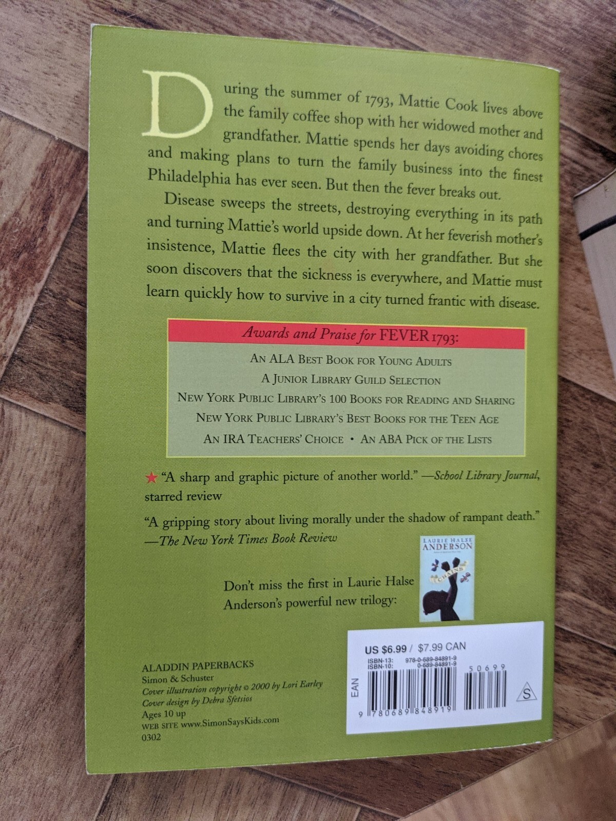 Fever 1793 Paperback Laurie Halse Anderson