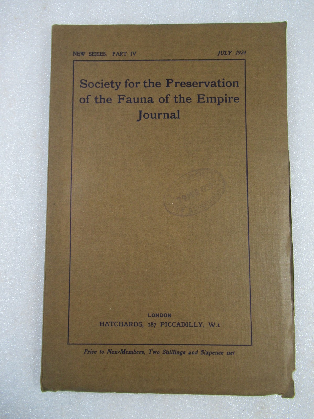 1921-27 Journal of the Society For the Preservation of the Fauna of the Empire