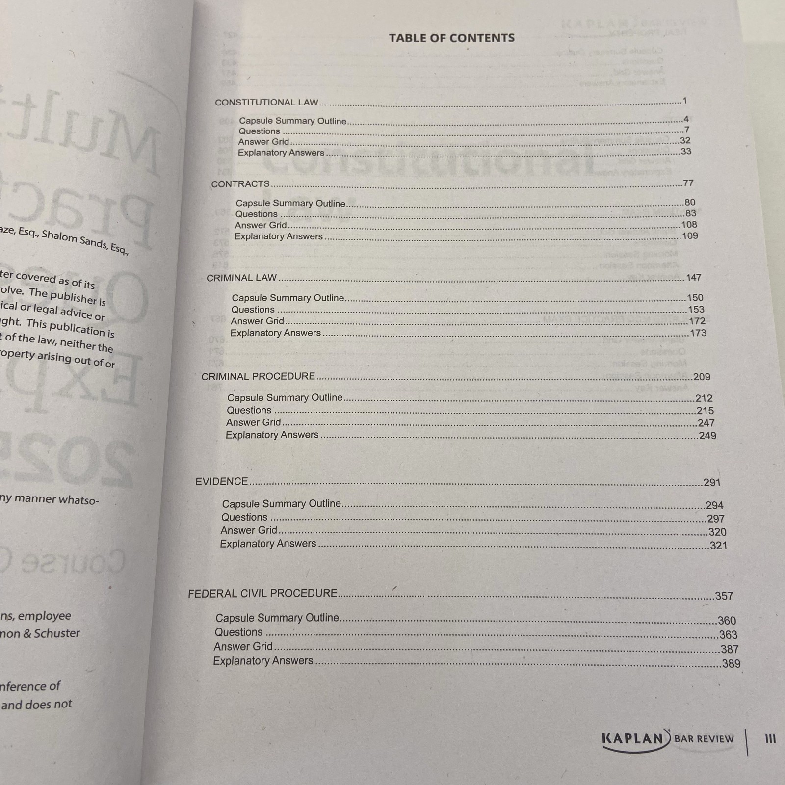 Kaplan Bar Review Multiple Choice Practice Questions & Explanations 2025-26 TPB
