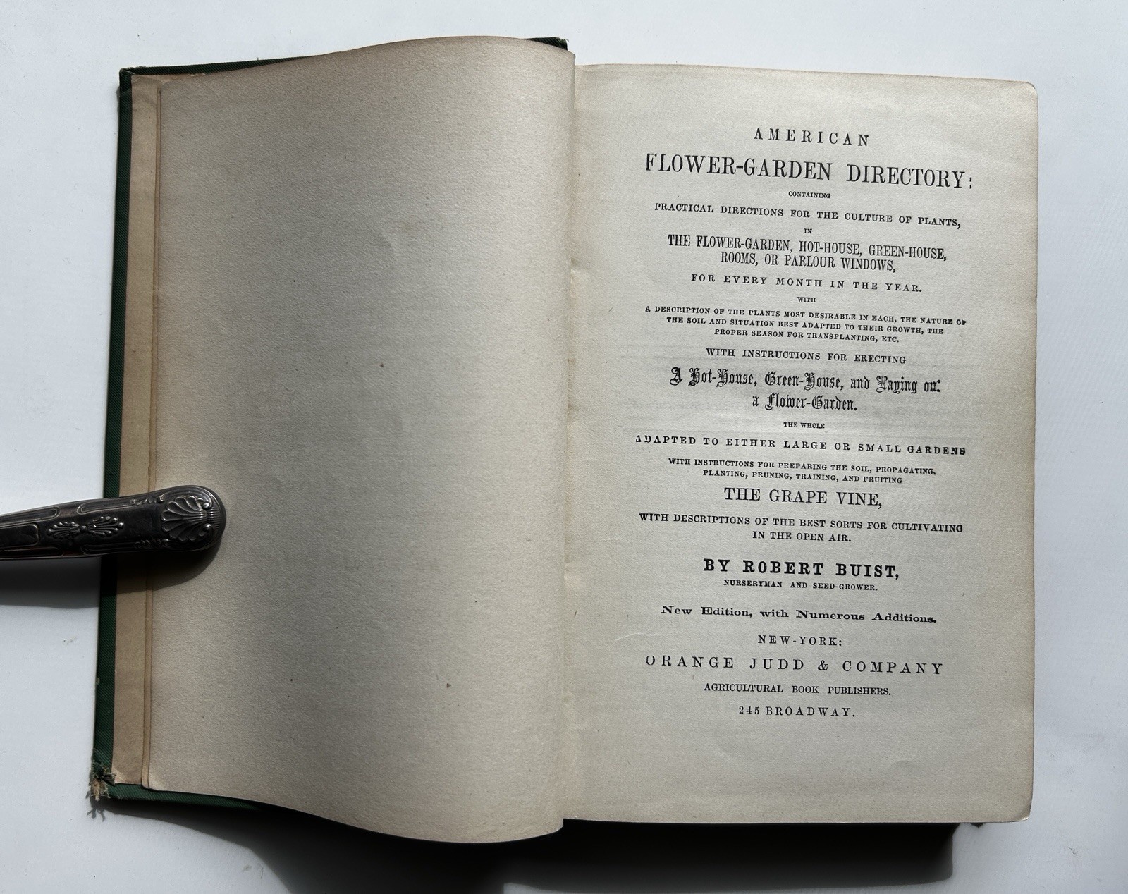 American Flower-Garden Directory Robert Buist 1854 Antique Gardening Book