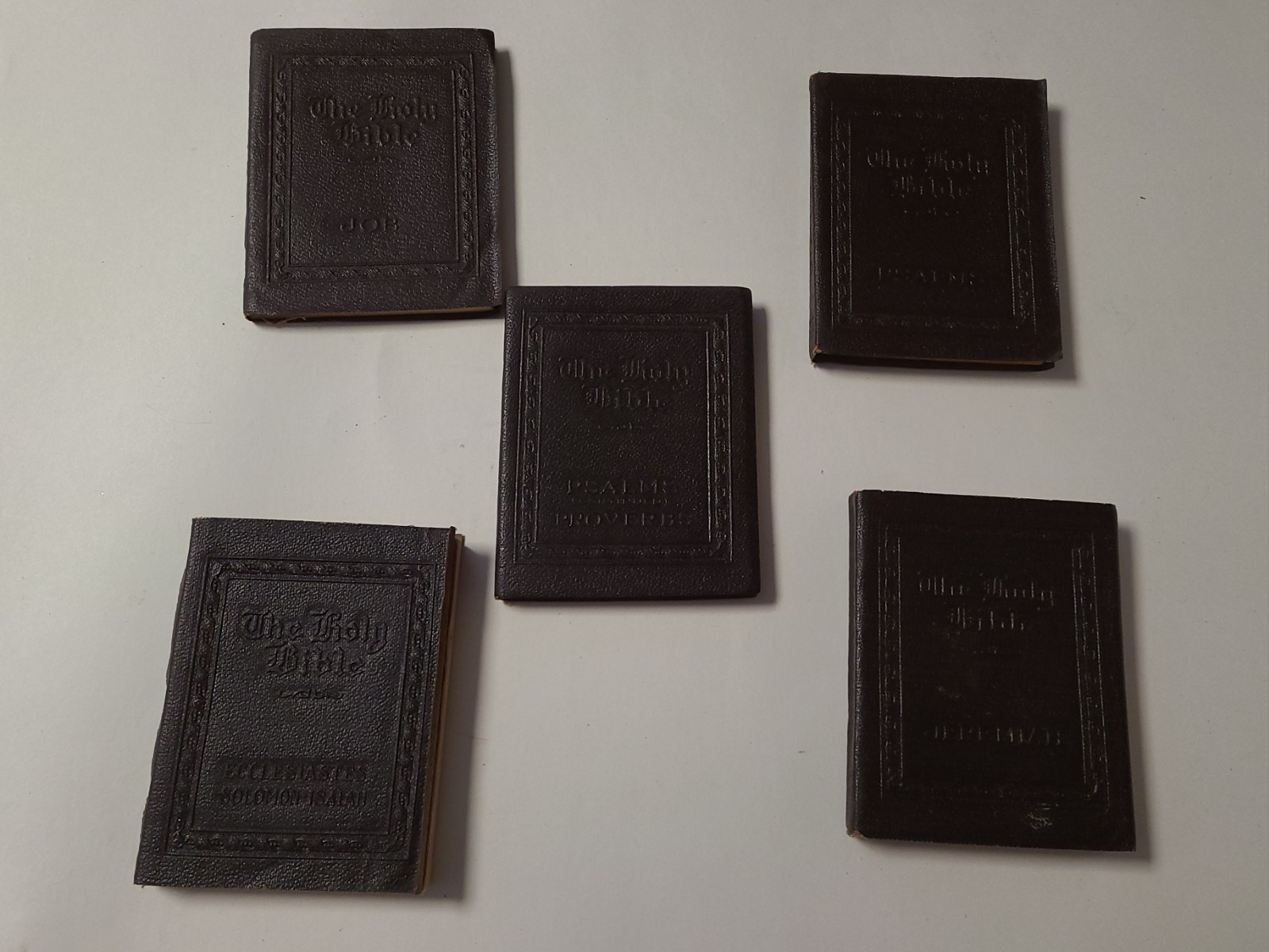 Rare Little Leather Library Complete 30 HOLY BIBLE Original Cedar Box A8