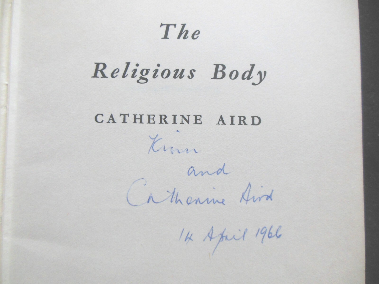 SIGNED – Catherine Aird – The Religious Body (1960-1st) Sloan and Crosby #1