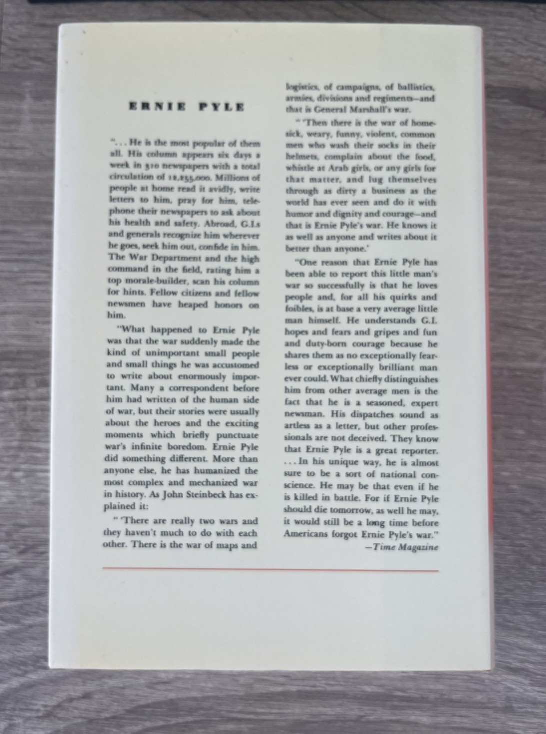 Brave Men, Ernie Pyle, HC/DJ, 1944 Facsimile Edition. War Correspondent View VG