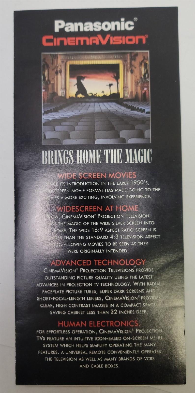 1990’s Panasonic Cinemavision Projection Television Brochure Pamphlet