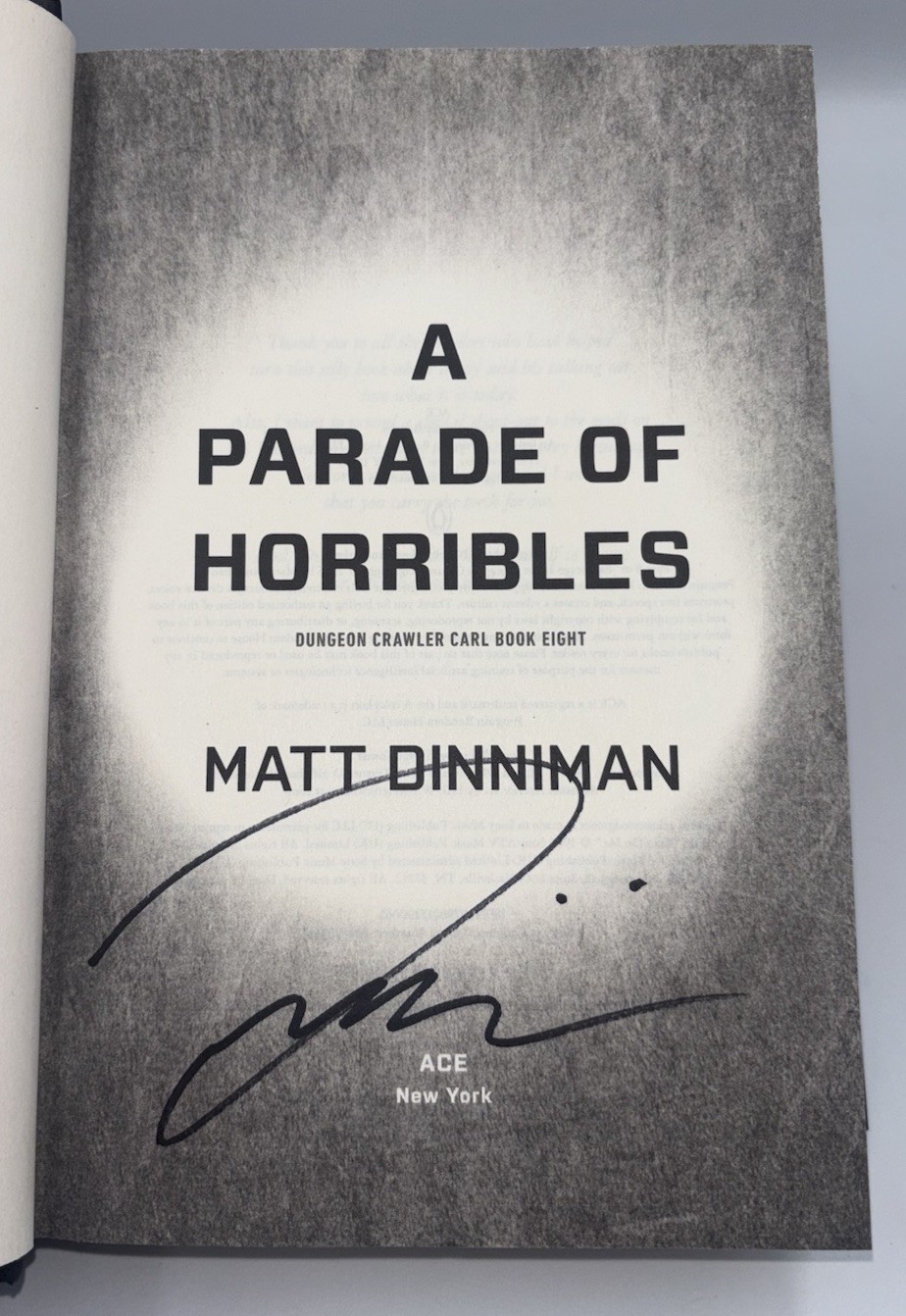 MATT DINNIMAN SIGNED AUTOGRAPHED PARADE OF HORRIBLES 1ST ED 1ST PRINT BOOK HC #5
