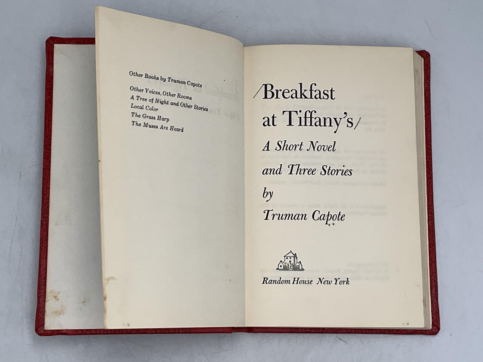 BREAKFAST AT TIFFANY’S TRUMAN CAPOTE RANDOM HOUSE 1958 HARDCOVER VINTAGE