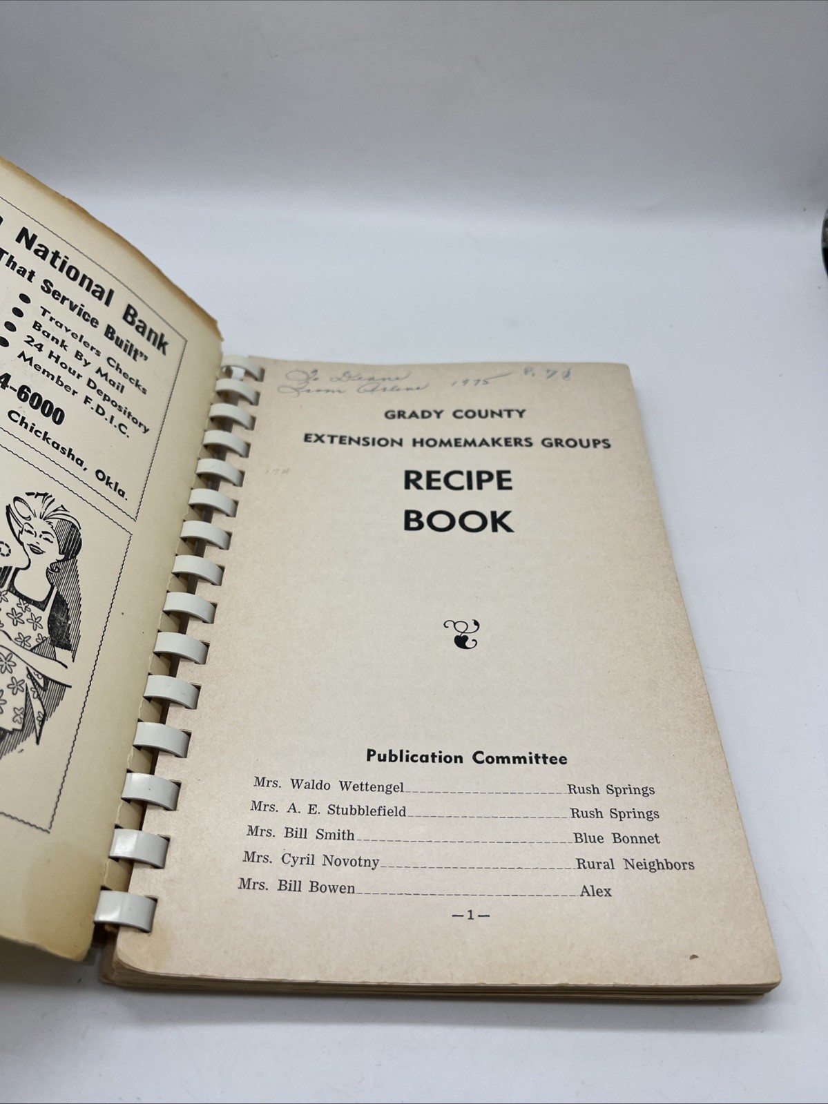 Vintage Cookbook Recipe Book Grady County Homemaker Oklahoma Coconut Cake 1970s