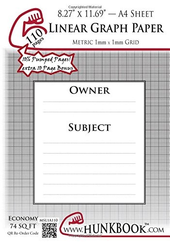 LINEAR GRAPH PAPER, 1MM GRID (MSL1A-110 PAGES): A4 SHEET By Mighty Hunkbook NEW