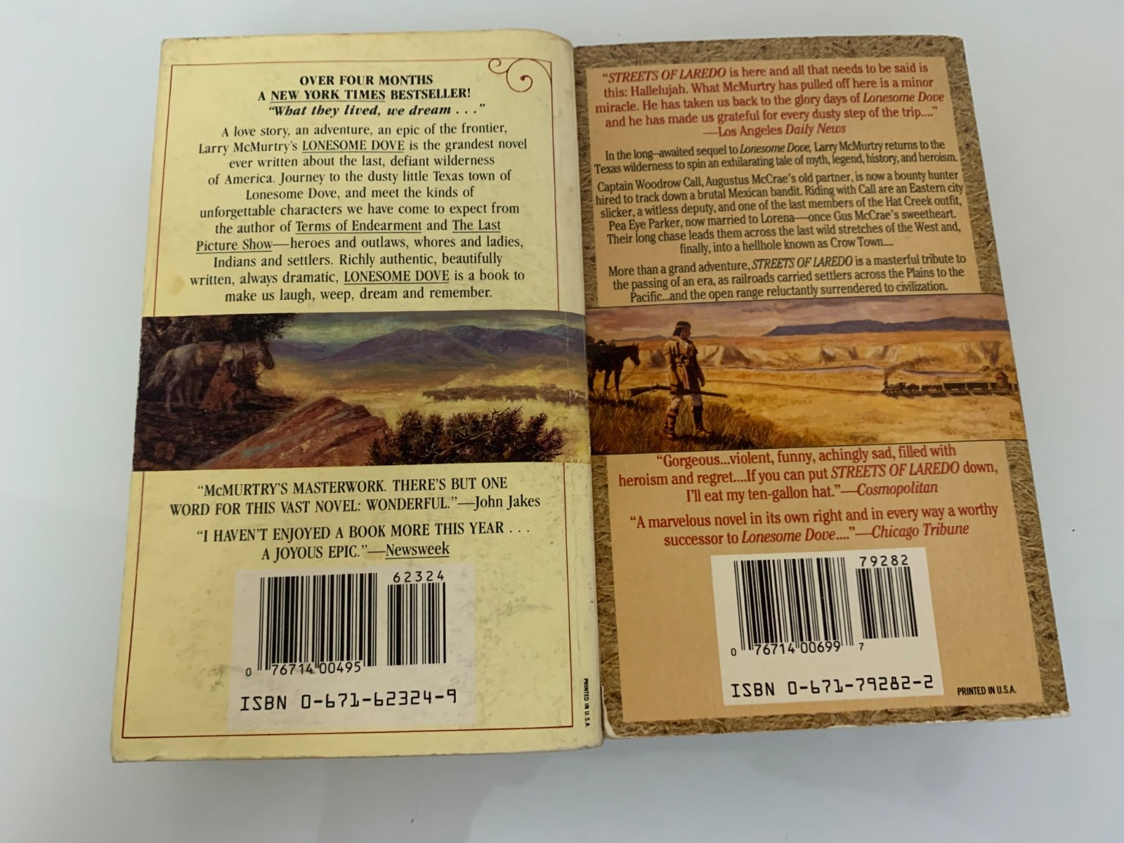 Larry McMurtry Lonesome Dove & Streets of Laredo Lot of 2 PBs 1st Prints Good