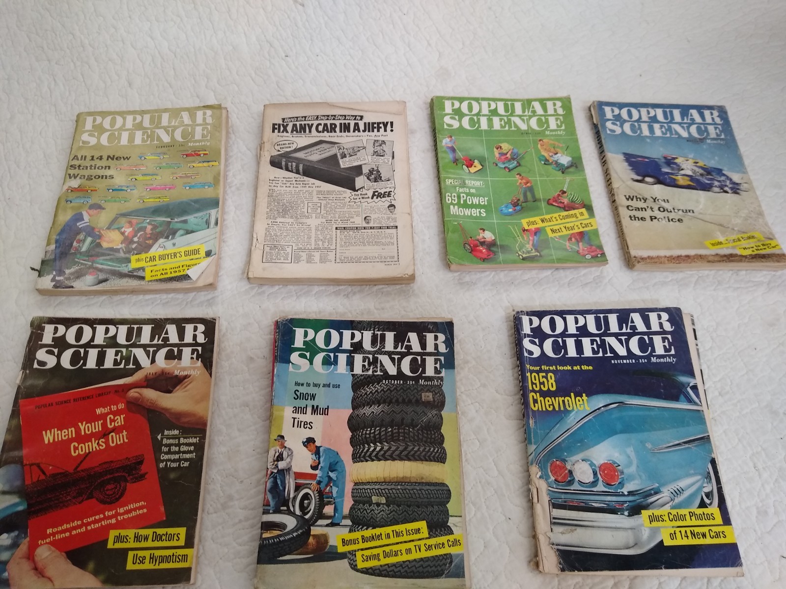 Popular Science Magazine Lot Of 7 1957 Feb March April May July October Nov