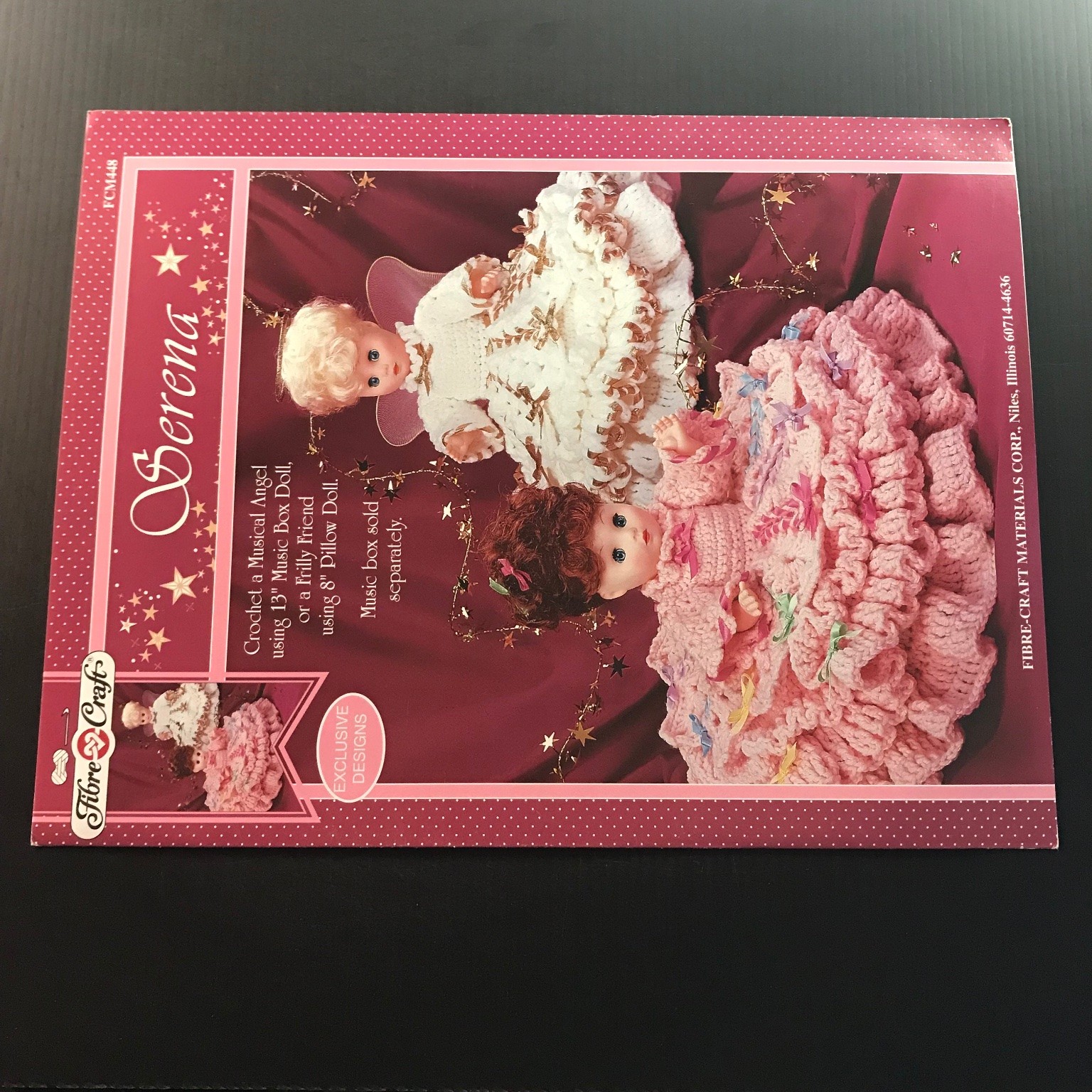 Serena Fibre-Craft FCM448 Crochet Pattern Booklet 1995 Music Box Doll Angel