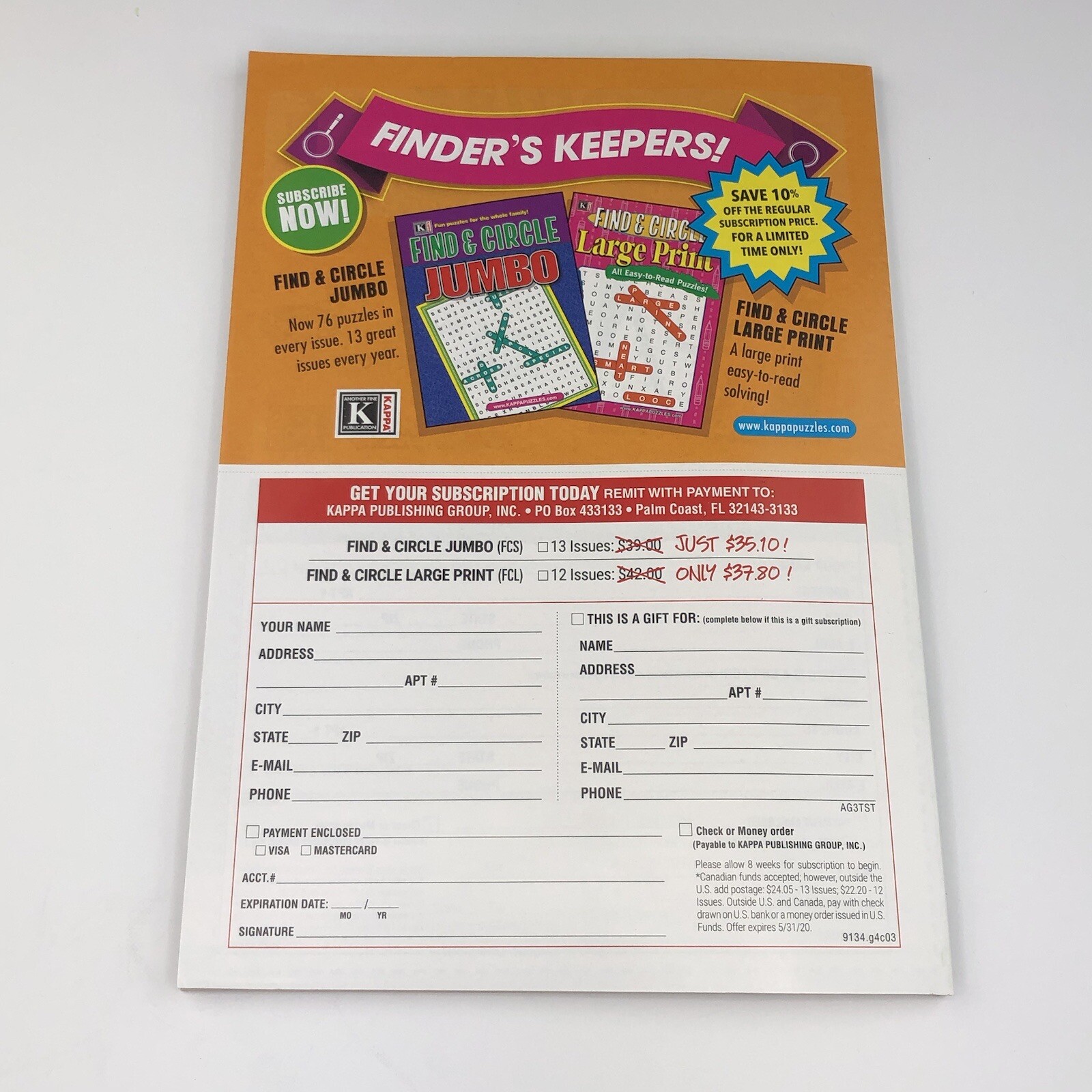 Lot Of (3) Vision St & Kappa Circle-A-Word Puzzles Word-Finds Large Print 2019,