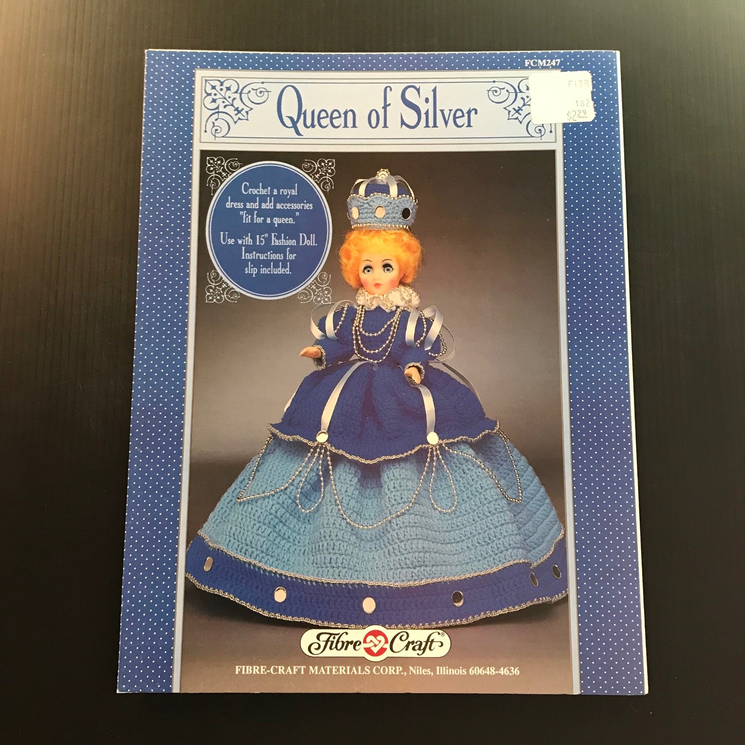 Queen of Silver Crochet Pattern Book 1991 Fibre-Craft Doll Dress FCM247