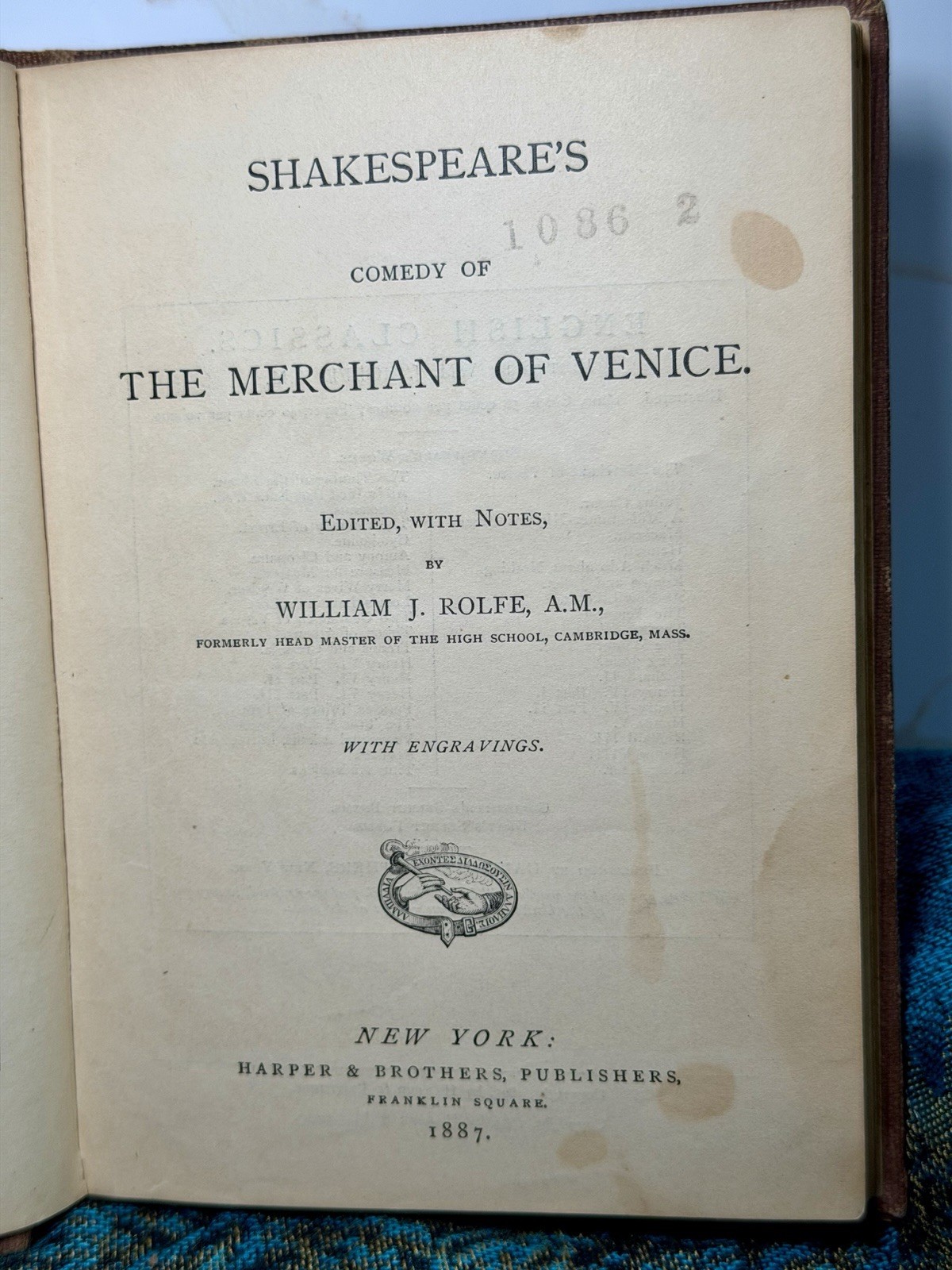 1887 The Merchant of Venice by William Shakespeare Rolfe Edition w/ Engravings