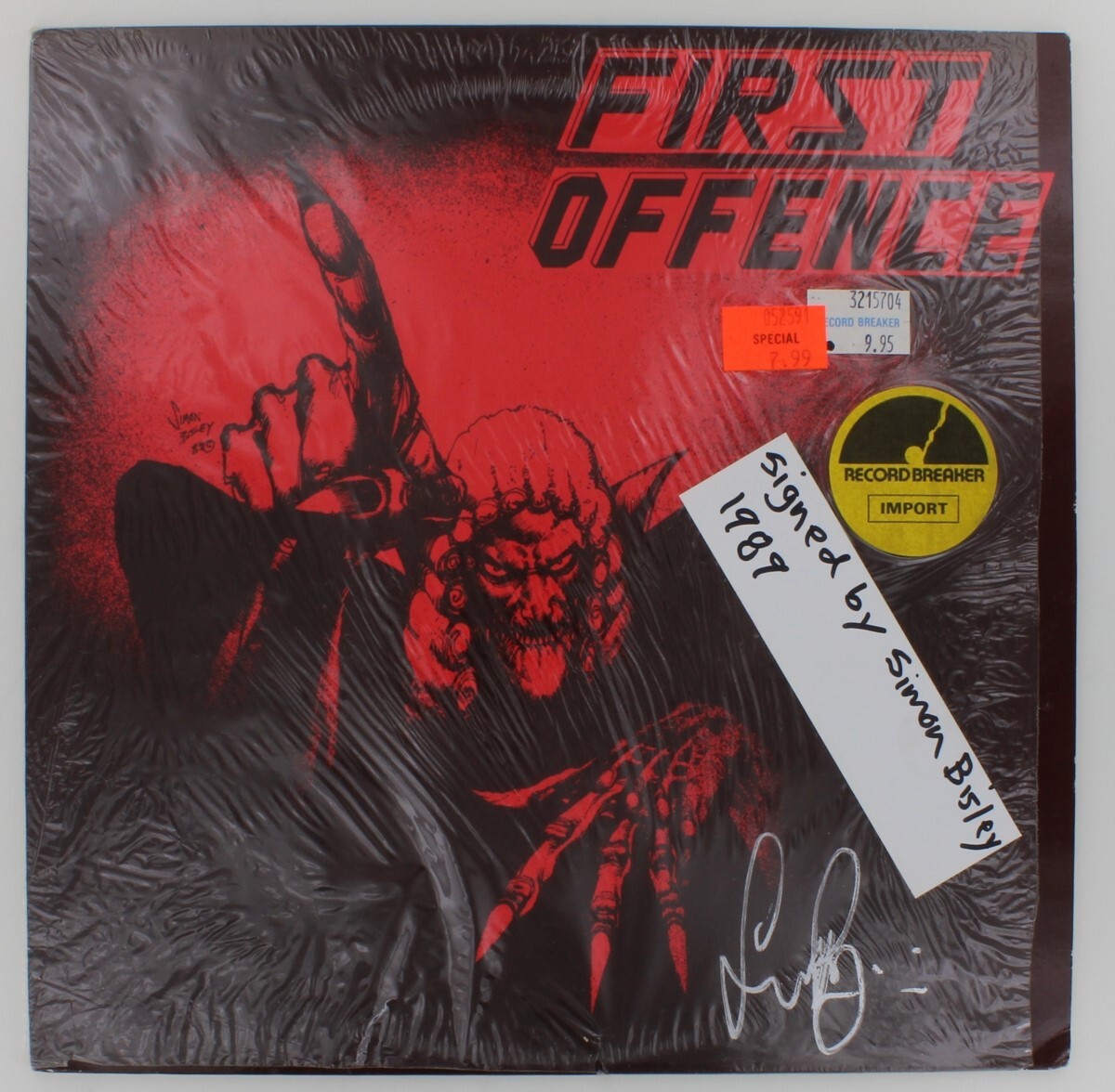 Simon Bisley Signed 1988 First Offence UK Metal Metalover MINT Shrink NWOBHM LP